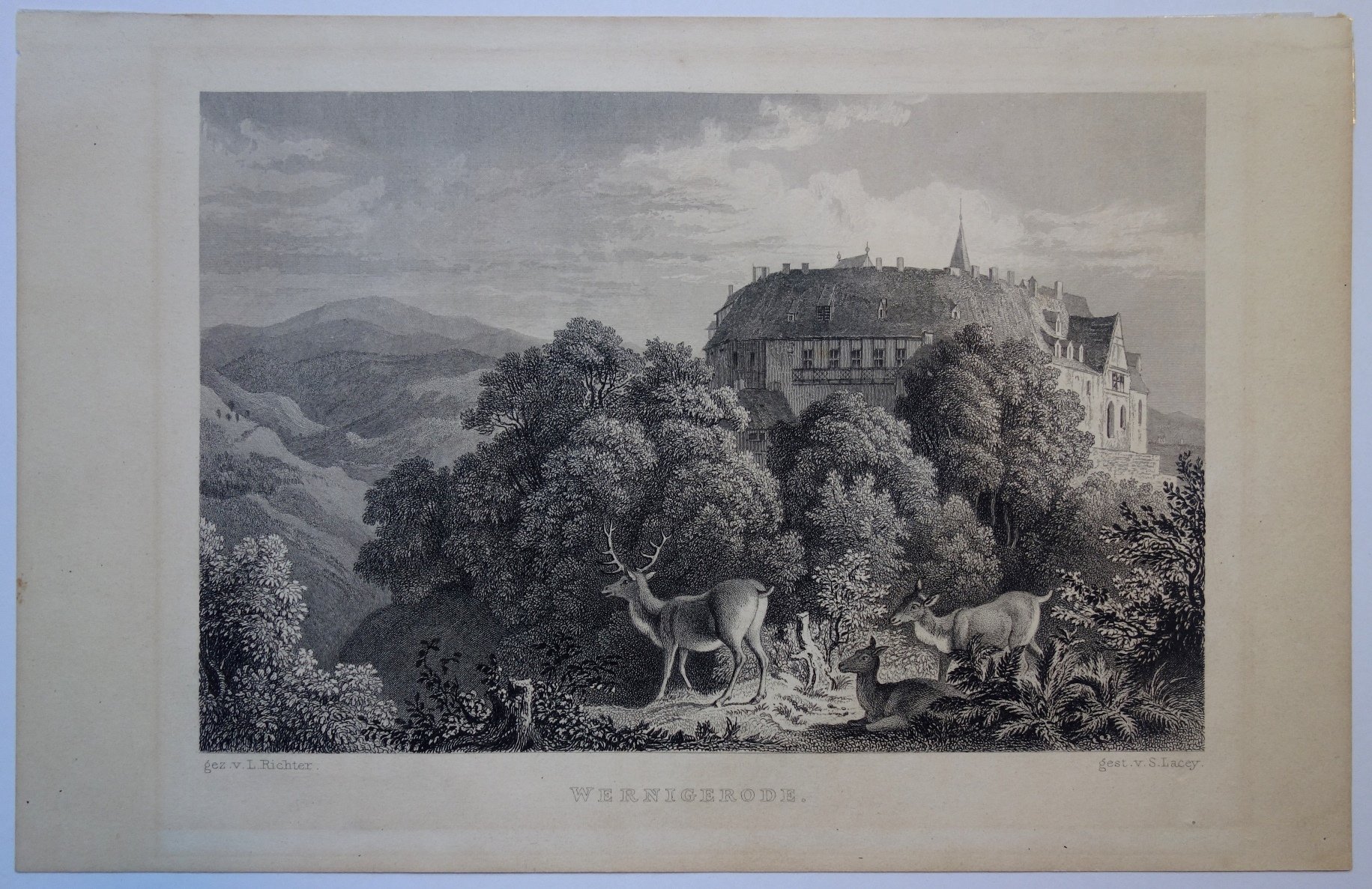 Wernigerode: Schloss vom Agnesberg, 1838 (aus: Wigand "Wanderung durch den Harz") (Schloß Wernigerode GmbH RR-F)