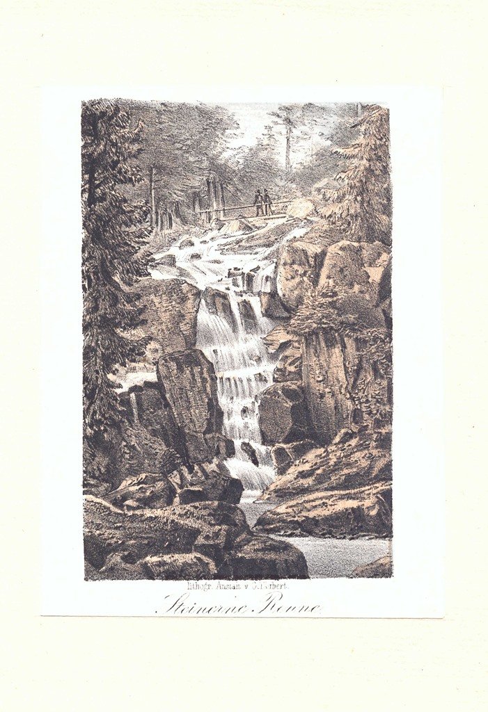 Steinerne Renne: Bach mit Wasserfall, 184? (Schloß Wernigerode GmbH RR-F)