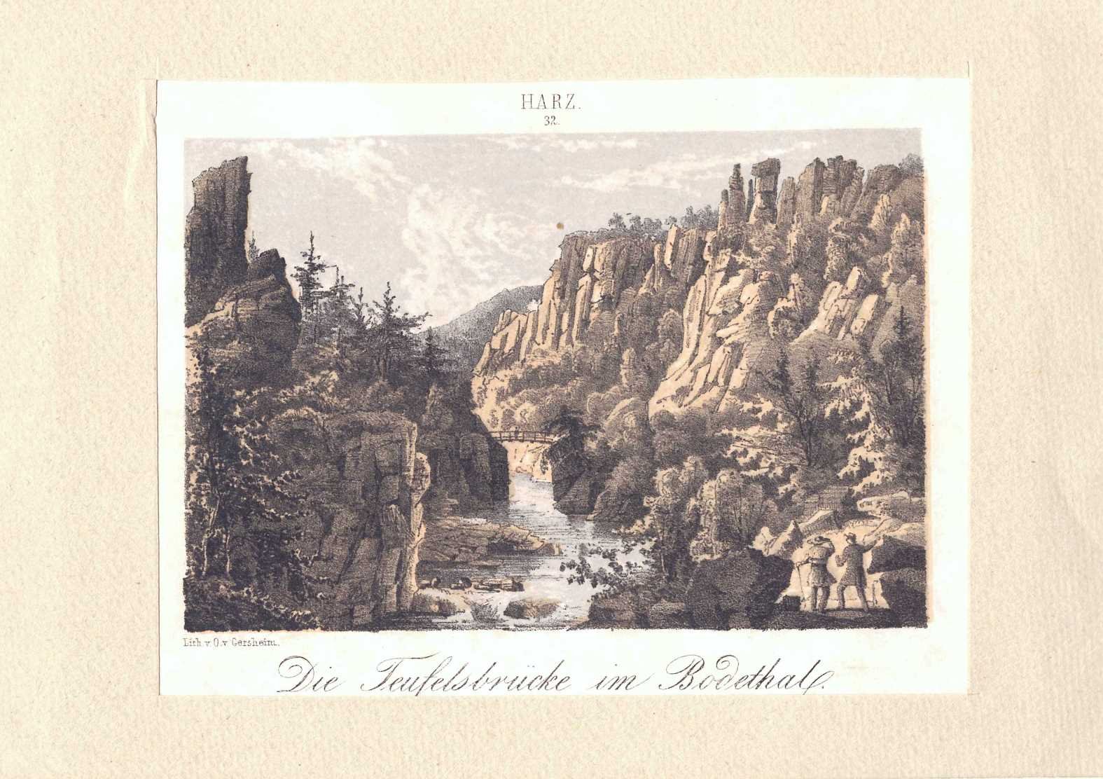 Bodetal: Teufelsbrücke, um 1860 (aus: "Der Harz") (Schloß Wernigerode GmbH RR-F)