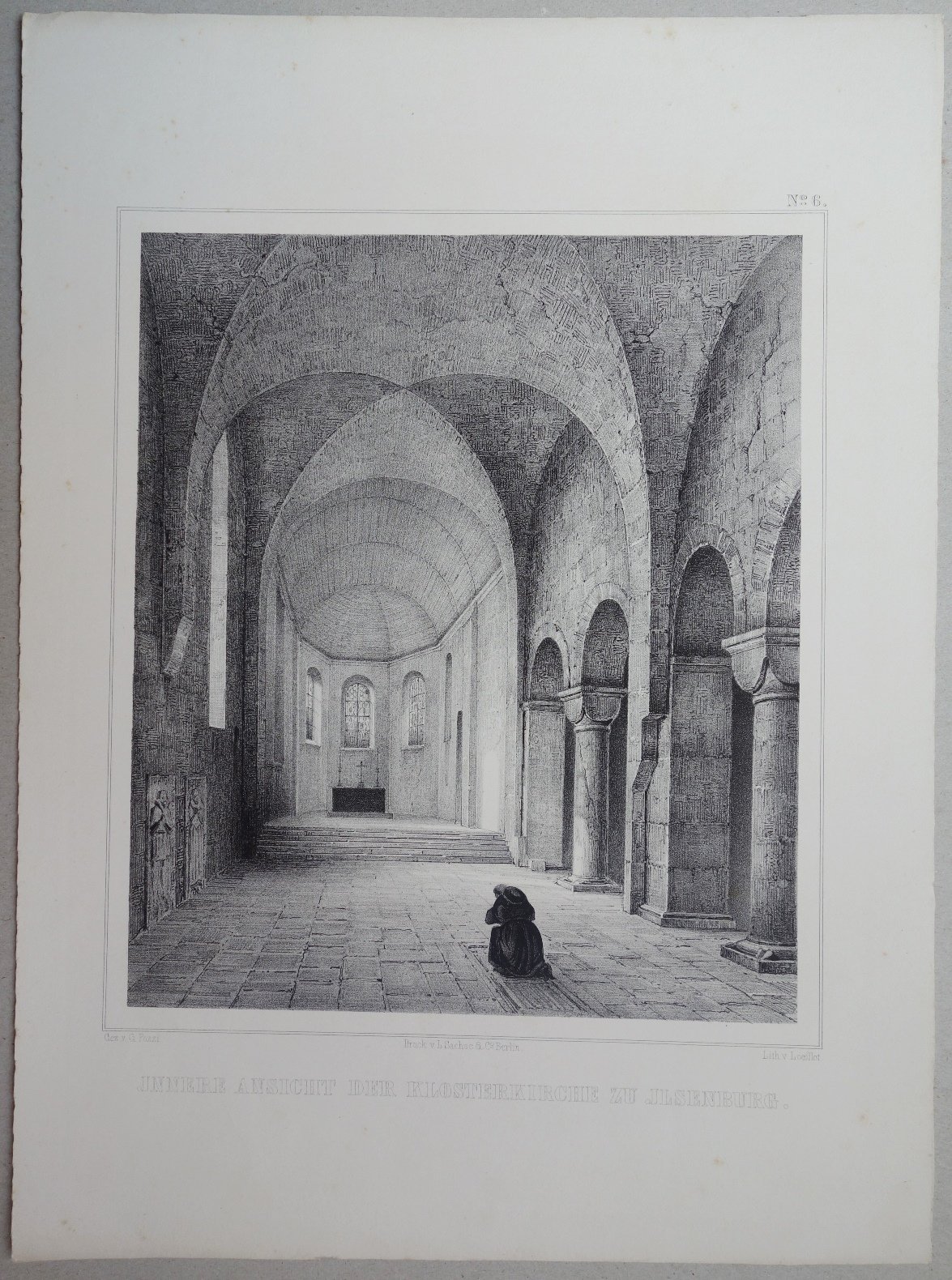 Ilsenburg: Innere Ansicht der Klosterkirche nach Osten, 1848 (aus: Brockhaus "Baukunst des Mittelalters") (Schloß Wernigerode GmbH RR-F)