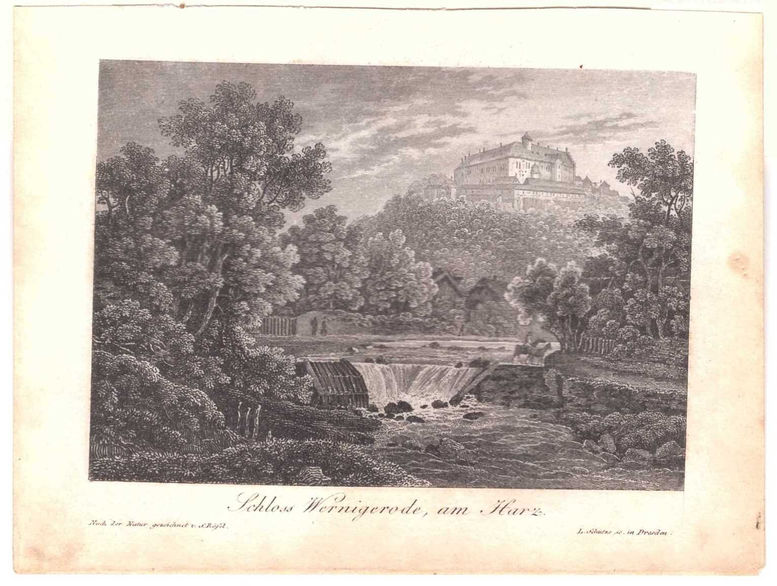 yyy Wernigerode: Schloß Wernigerode von der Holtemme aus, um 1810 (Schloß Wernigerode GmbH RR-F)