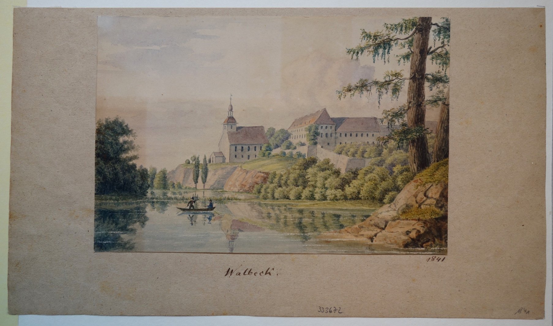 Walbeck: Klosterkirche und Kloster über den See, 1841 (Schloß Wernigerode GmbH RR-F)