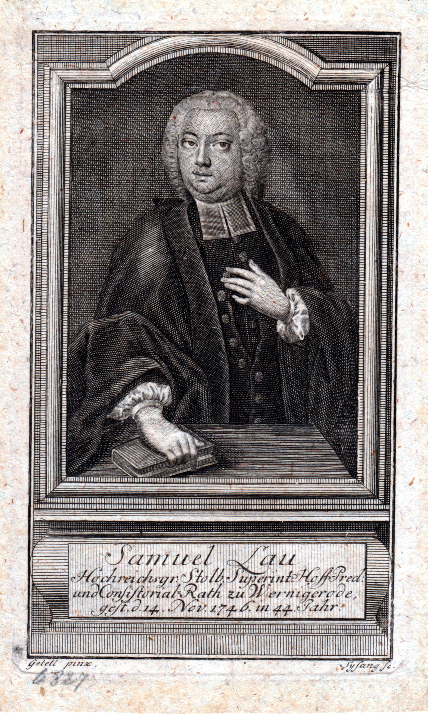 Porträt des Gräflich Stolberg-Wernigerödischen Superintendenten und Hofpredigers Samuel Lau (1702-1746) (Schloß Wernigerode GmbH RR-F)