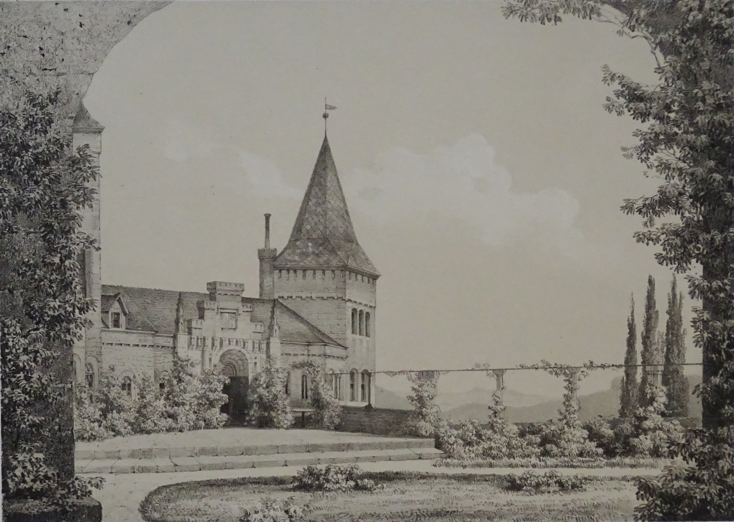 Huy: Garten und Schloss Röderhof, um 1845 (Schloß Wernigerode GmbH RR-F)