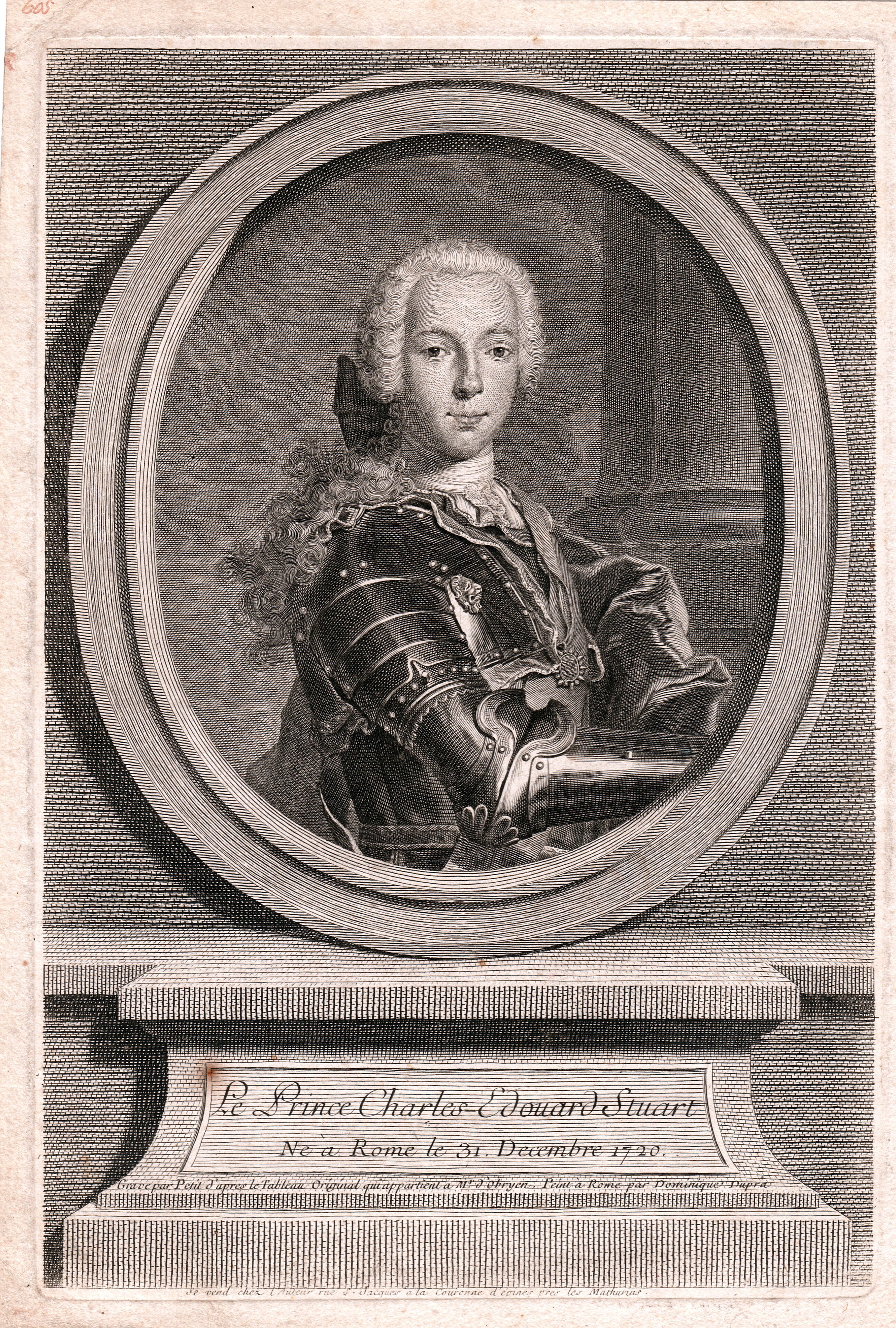 Kupferstich mit Porträt des Prinzen Charles Edward Stuart ( 1720-1788) (Schloß Wernigerode GmbH RR-F)
