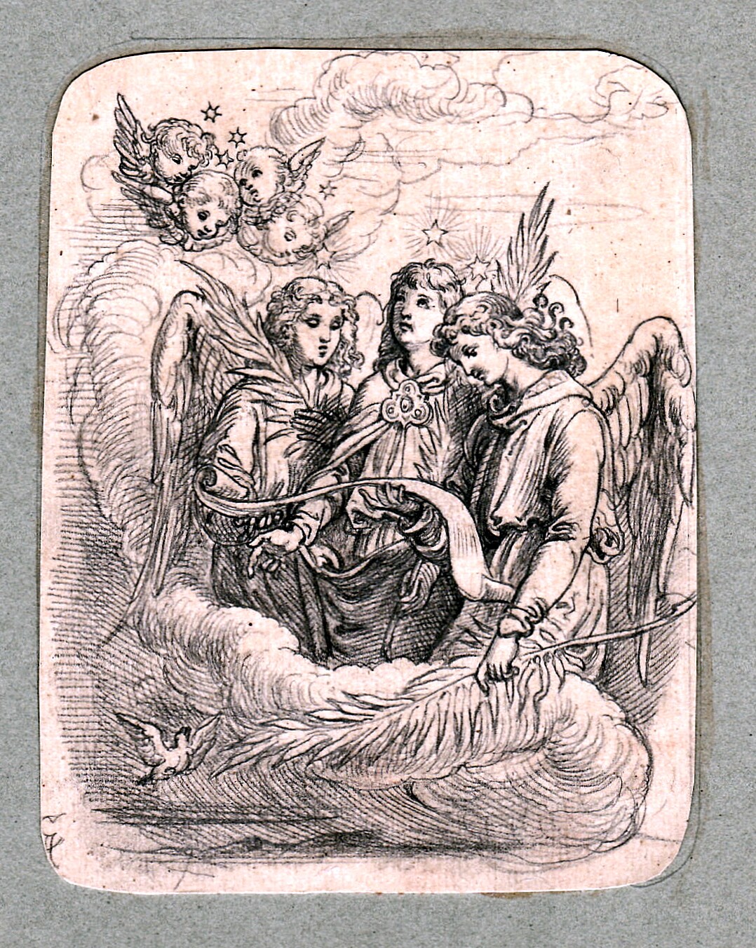 Drei Engel im Himmel, von weiteren Putti begleitet - Das Himmlische Halleluja (?) (Schloß Wernigerode GmbH RR-F)