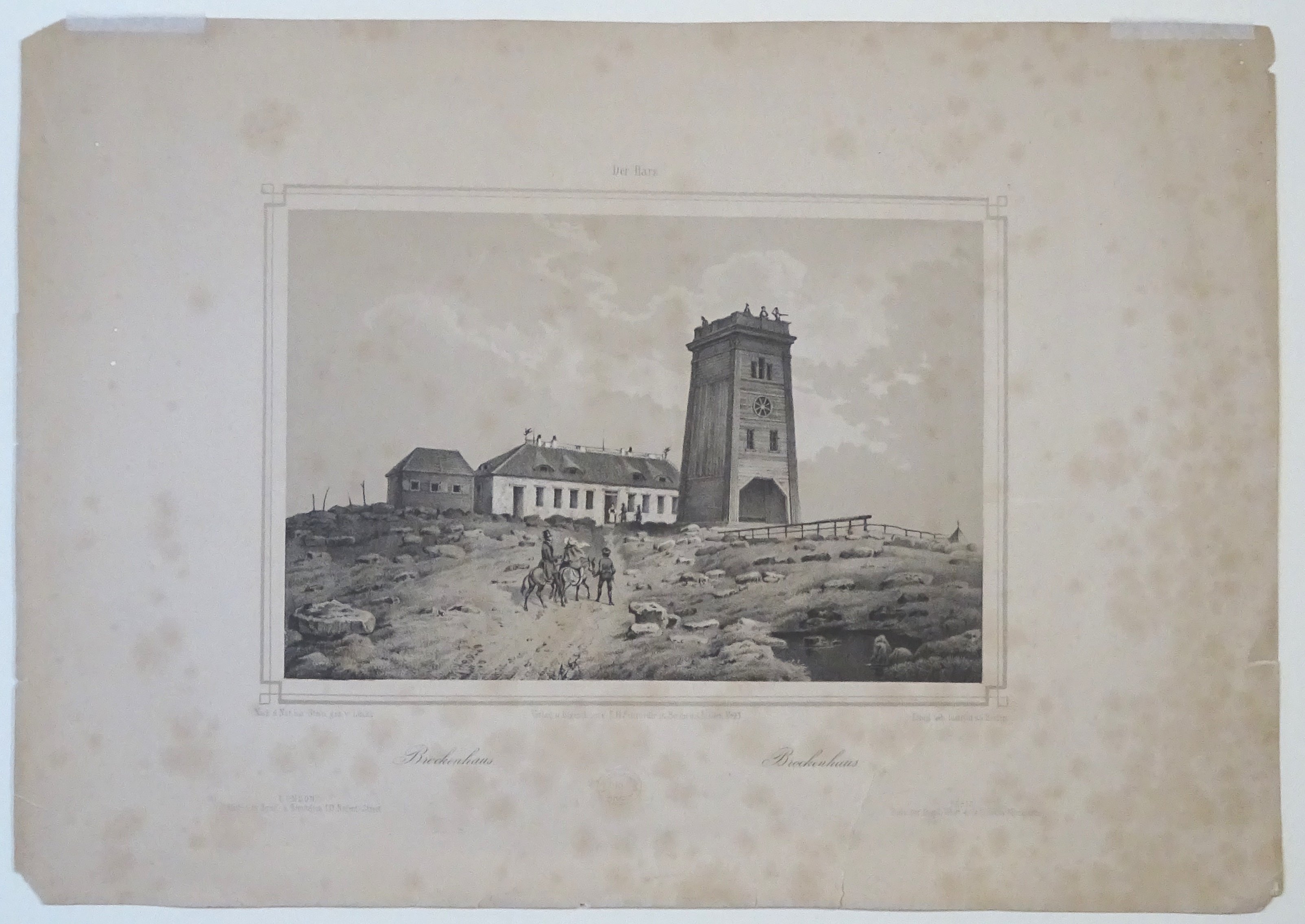 Brocken: Brockenhaus, 1838 (aus: Schroeder "Der Harz" N.F.) (Schloß Wernigerode GmbH RR-F)