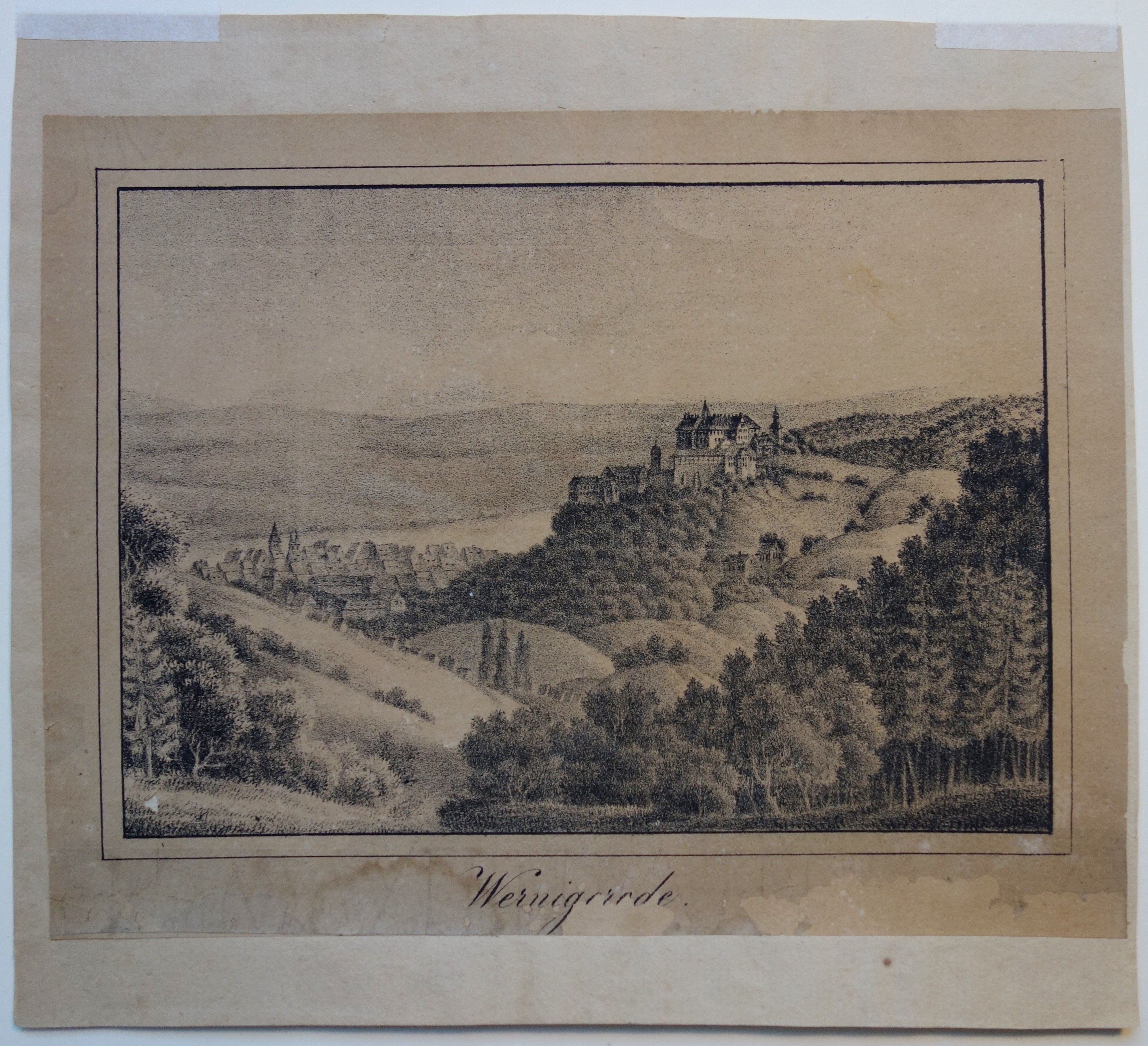 Wernigerode: Stadt Wernigerode mit Schloß vor dem Umbau, um 1830 (Schloß Wernigerode GmbH RR-F)