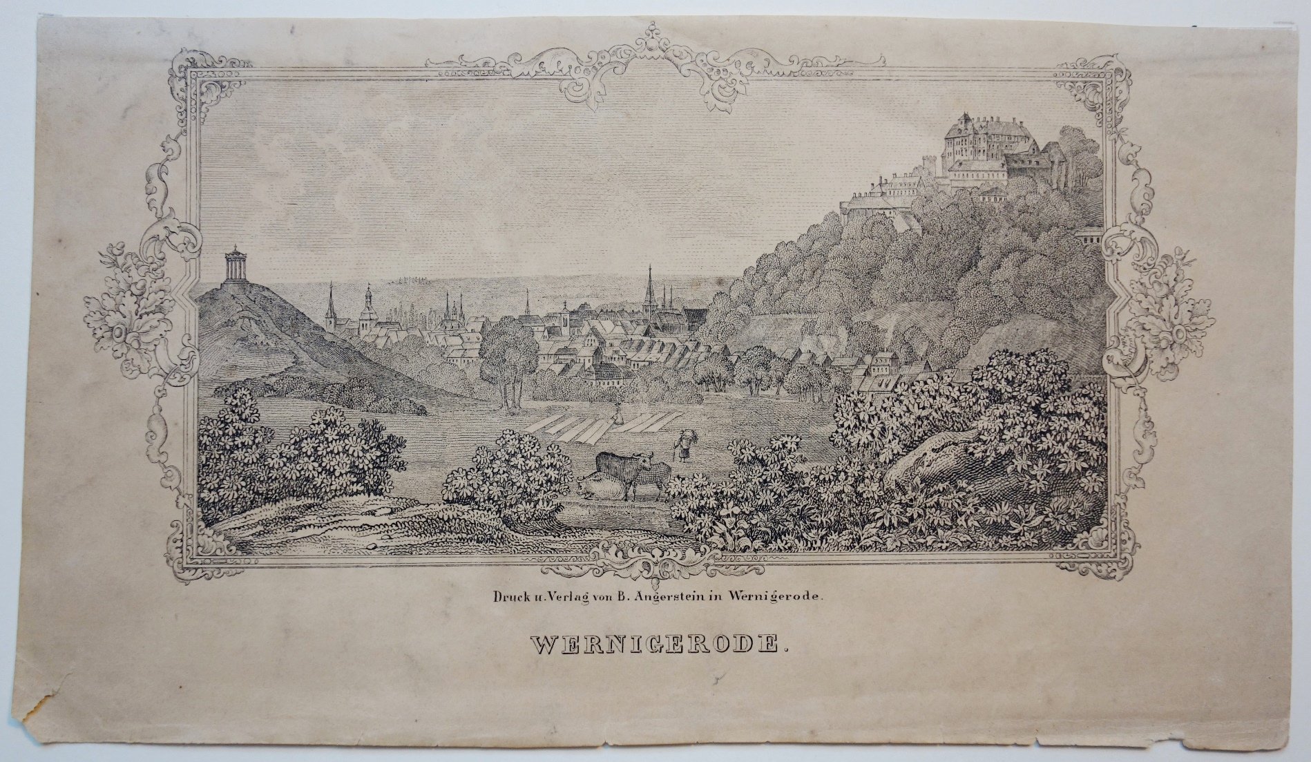 Wernigerode: Stadt und Schloss von Südwesten, vor 1862 (Schloß Wernigerode GmbH RR-F)