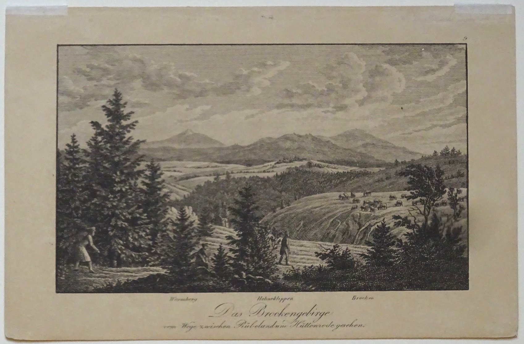 Rübeland, bei: Fernblick über den Hochharz, 1834 (aus: Leske "Harzgebirge") (Schloß Wernigerode GmbH RR-F)