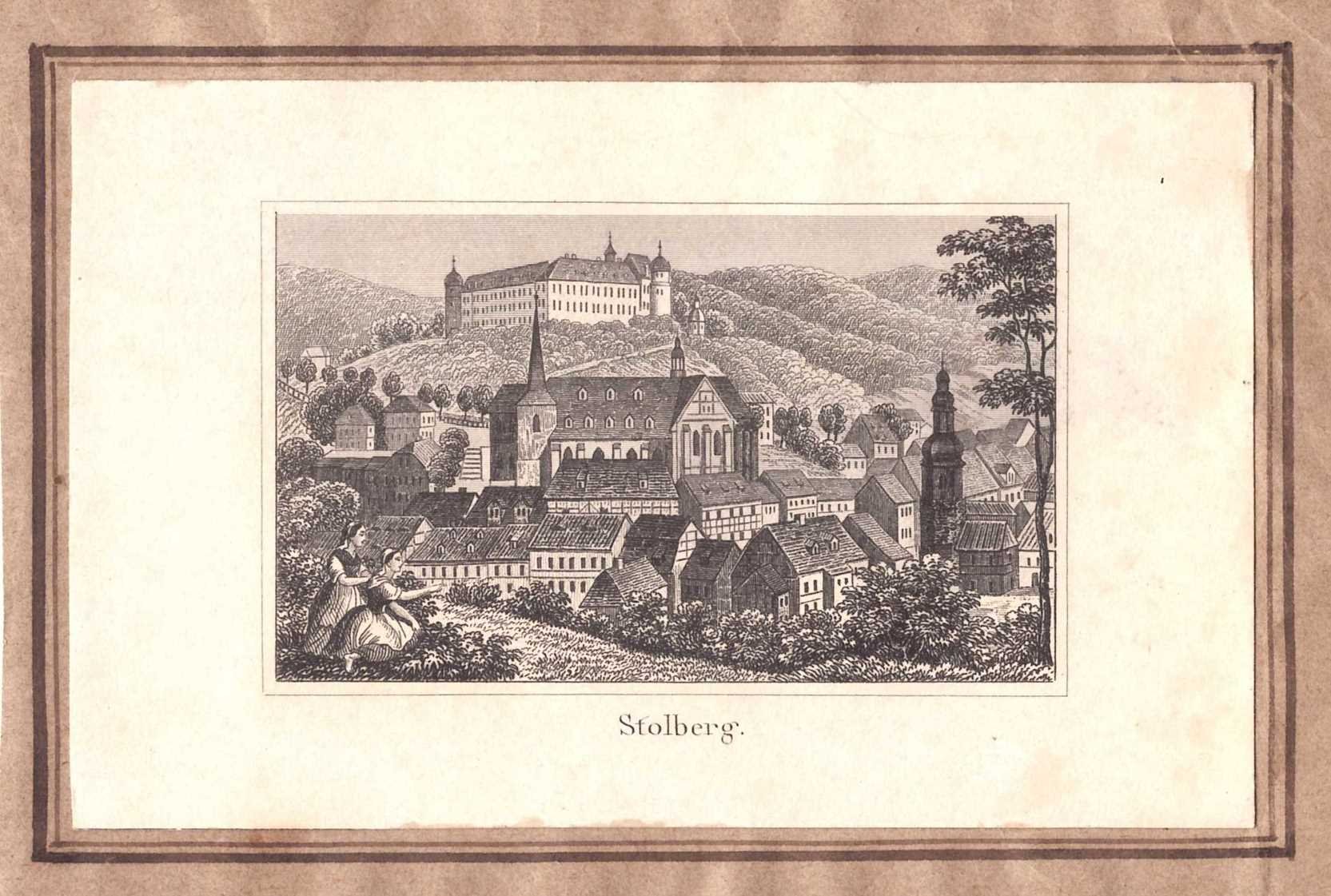 Stolberg (Harz): Stadt und Schloss von Süden, 1855 (aus: Brückner (Schloß Wernigerode GmbH RR-F)