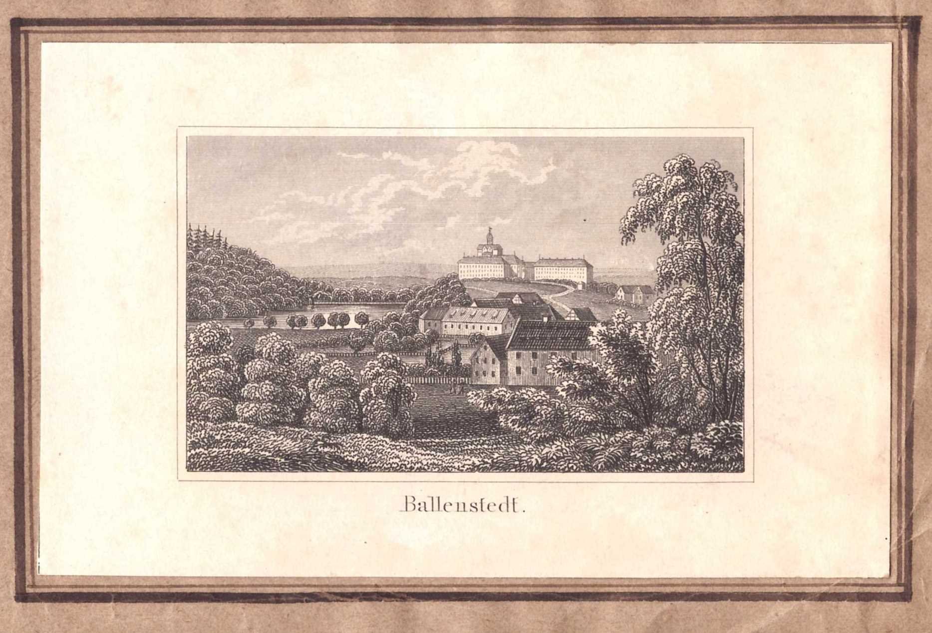 Ballenstedt: Schloss und Stadt von Westen, 1855 (aus: Brückner (Schloß Wernigerode GmbH RR-F)