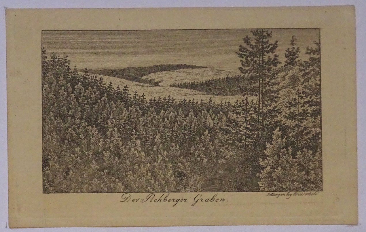 Rehberger Graben (Harz): Blick vom Oderdamm, nach 1816 (Wiederhold: Stammbuchblatt) (Schloß Wernigerode GmbH RR-F)