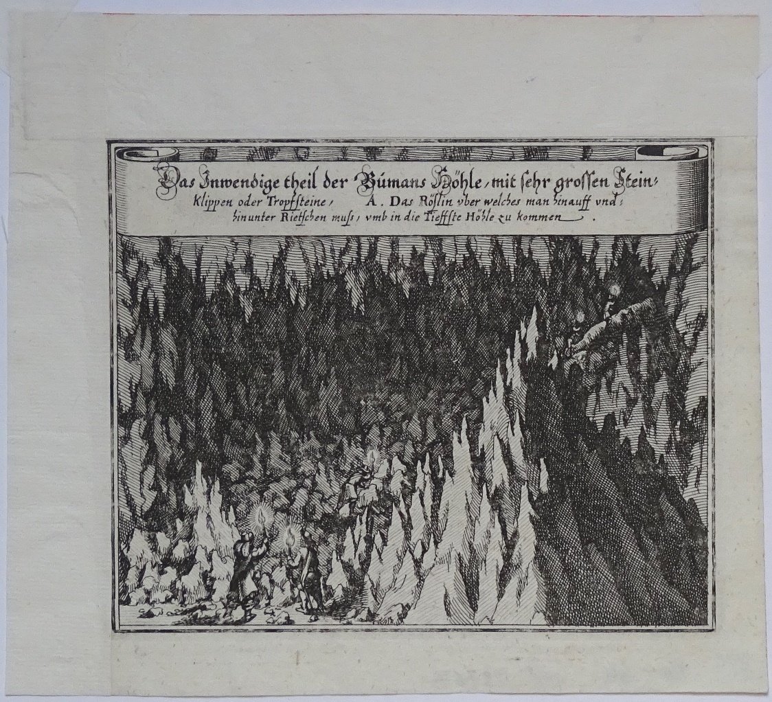 Rübeland: Inneres der Baumannshöhle, 1654 (aus: Merian "Braunschweig") (Schloß Wernigerode GmbH RR-F)