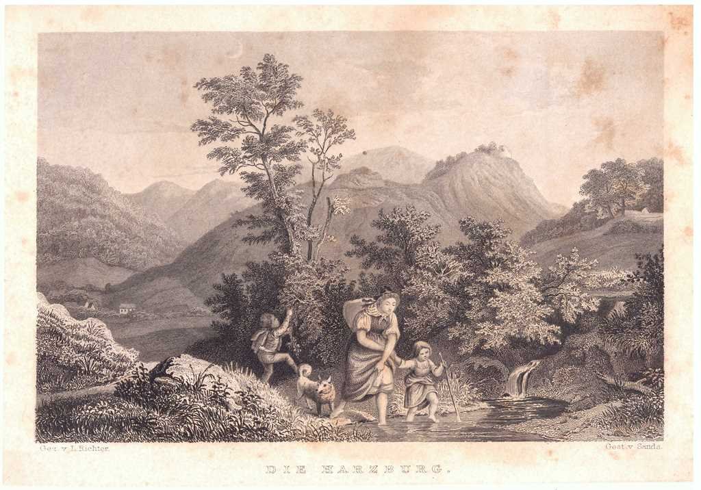 Bad Harzburg: Die Harzburg und ihre Umgebung, 1838 (aus: Wigand "Wanderung durch den Harz") (Schloß Wernigerode GmbH RR-F)