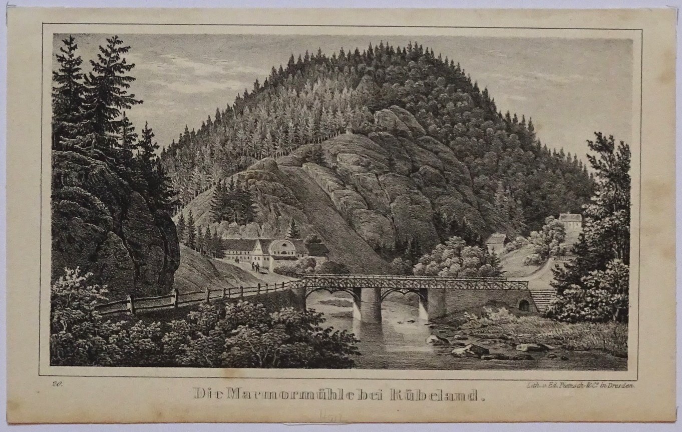 Rübeland, bei: Die Marmormühle am Krockstein, 1840 (aus: "Thüringen und der Harz") (Schloß Wernigerode GmbH RR-F)