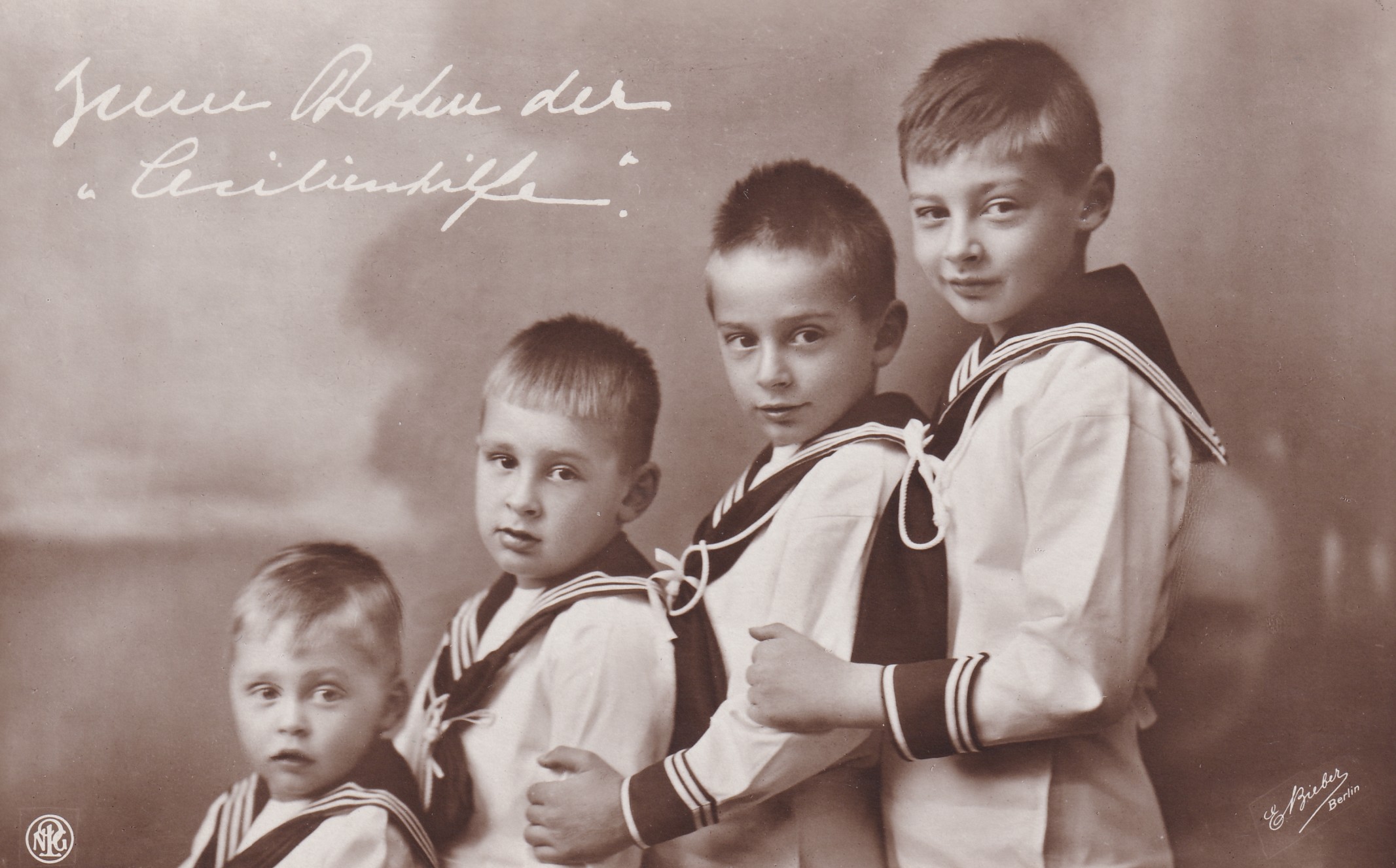 Bildpostkarte mit den Söhnen des Kronprinzenpaares, 1914 (Schloß Wernigerode GmbH RR-F)