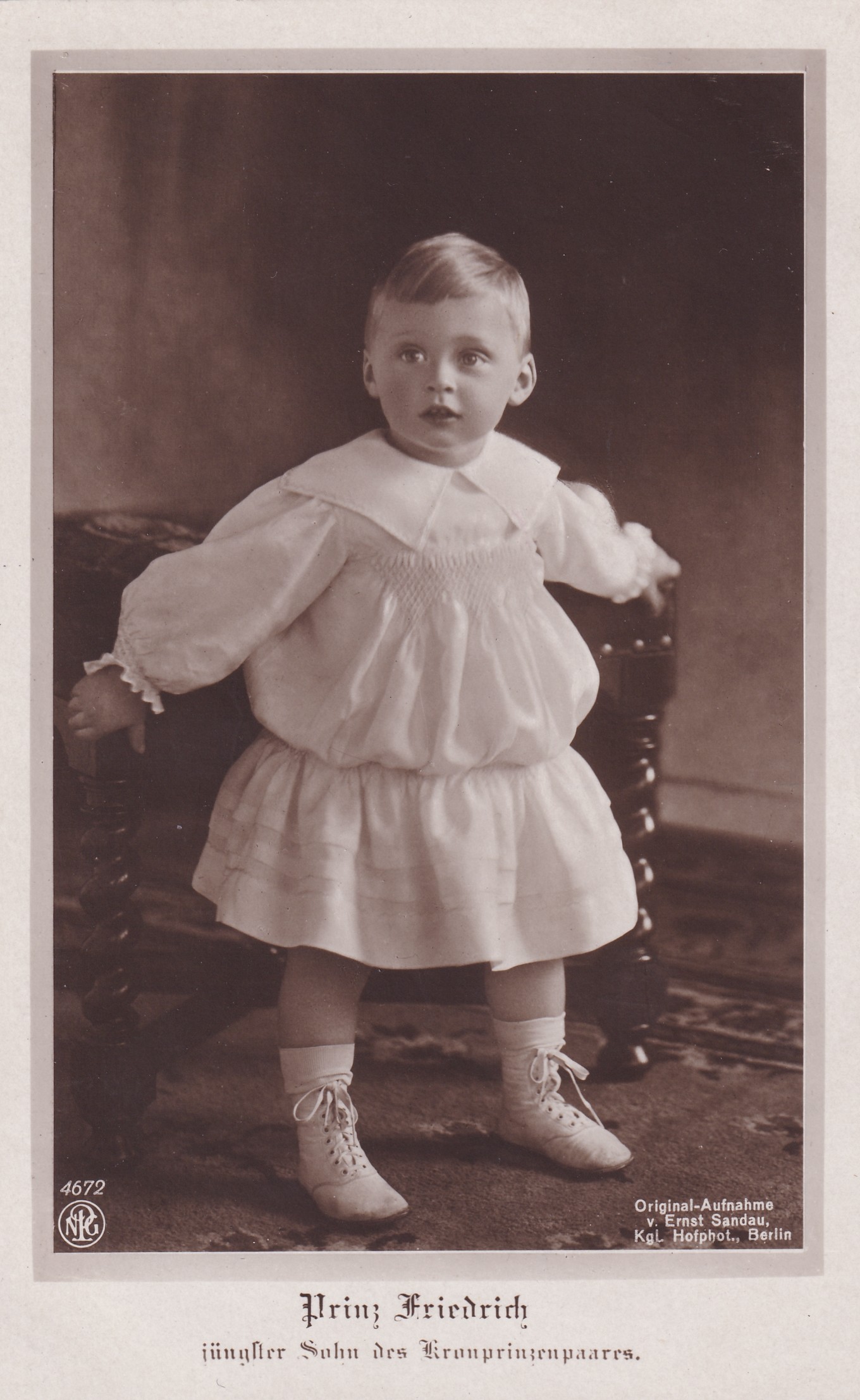 Bildpostkarte mit einem Kinderporträt des Prinzen Friedrich von Preußen (1911-1966), 1913 (Schloß Wernigerode GmbH RR-F)
