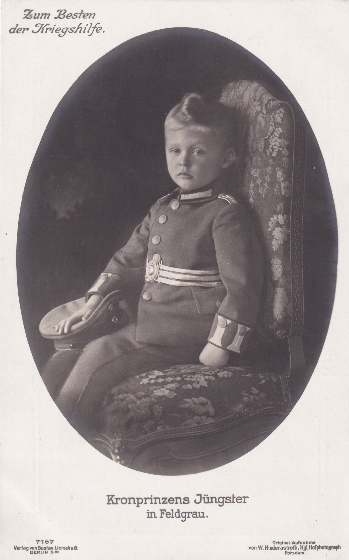 Bildpostkarte mit Foto von Prinz Friedrich von Preußen (1911-1966) in Uniform, 1914 (Schloß Wernigerode GmbH RR-F)