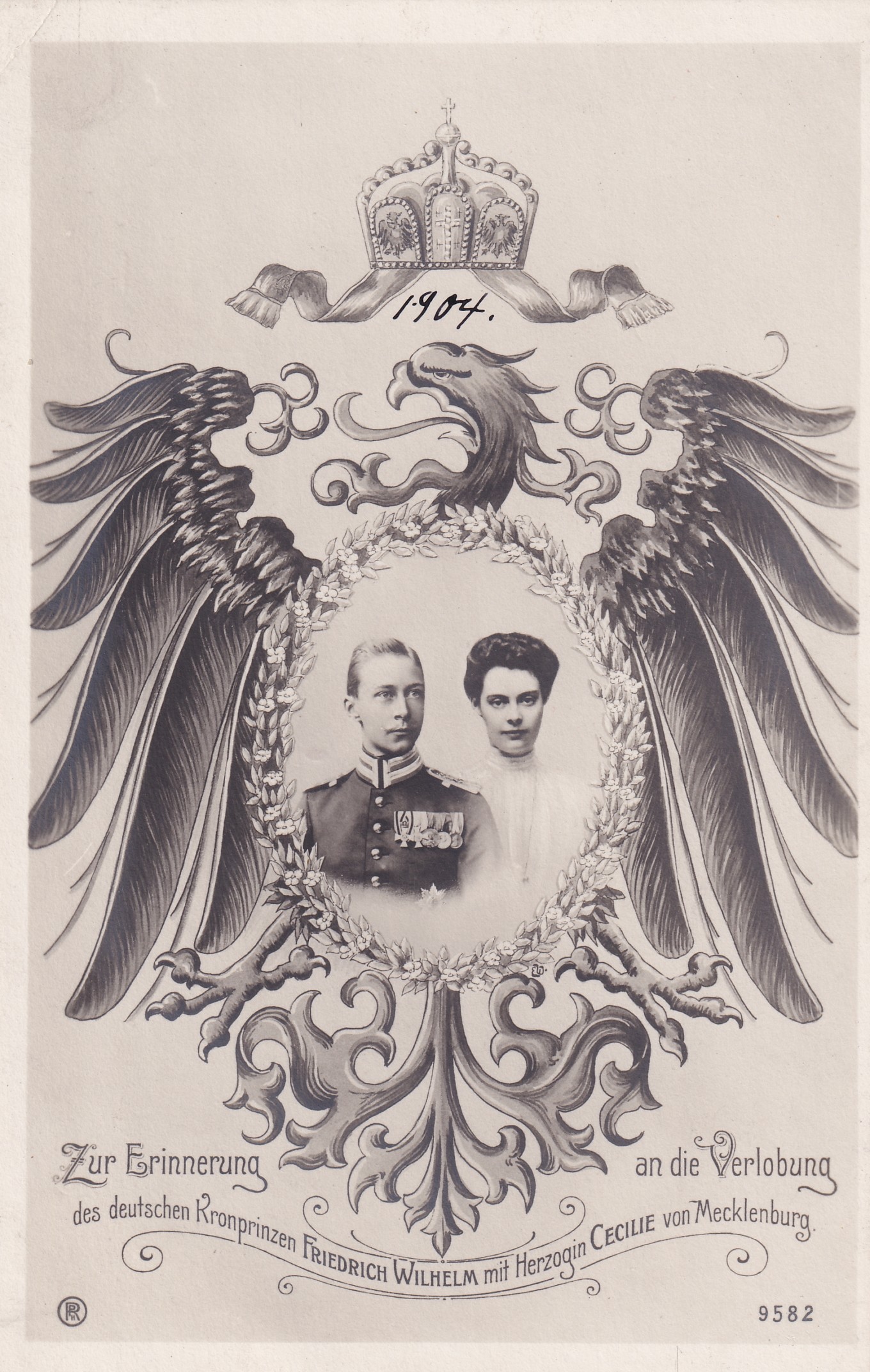 Bildpostkarte anlässlich der Verlobung des deutschen Kronprinzenpaares, 1904 (Schloß Wernigerode GmbH RR-F)