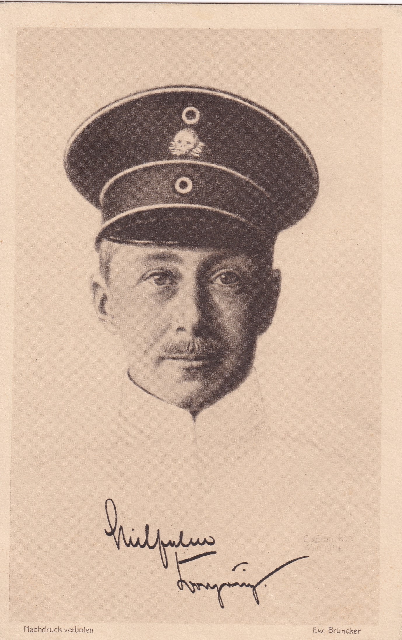 Bildpostkarte mit einem grafischen Porträt des Kronprinzen Wilhelm (1882-1951), 1914 (Schloß Wernigerode GmbH RR-F)