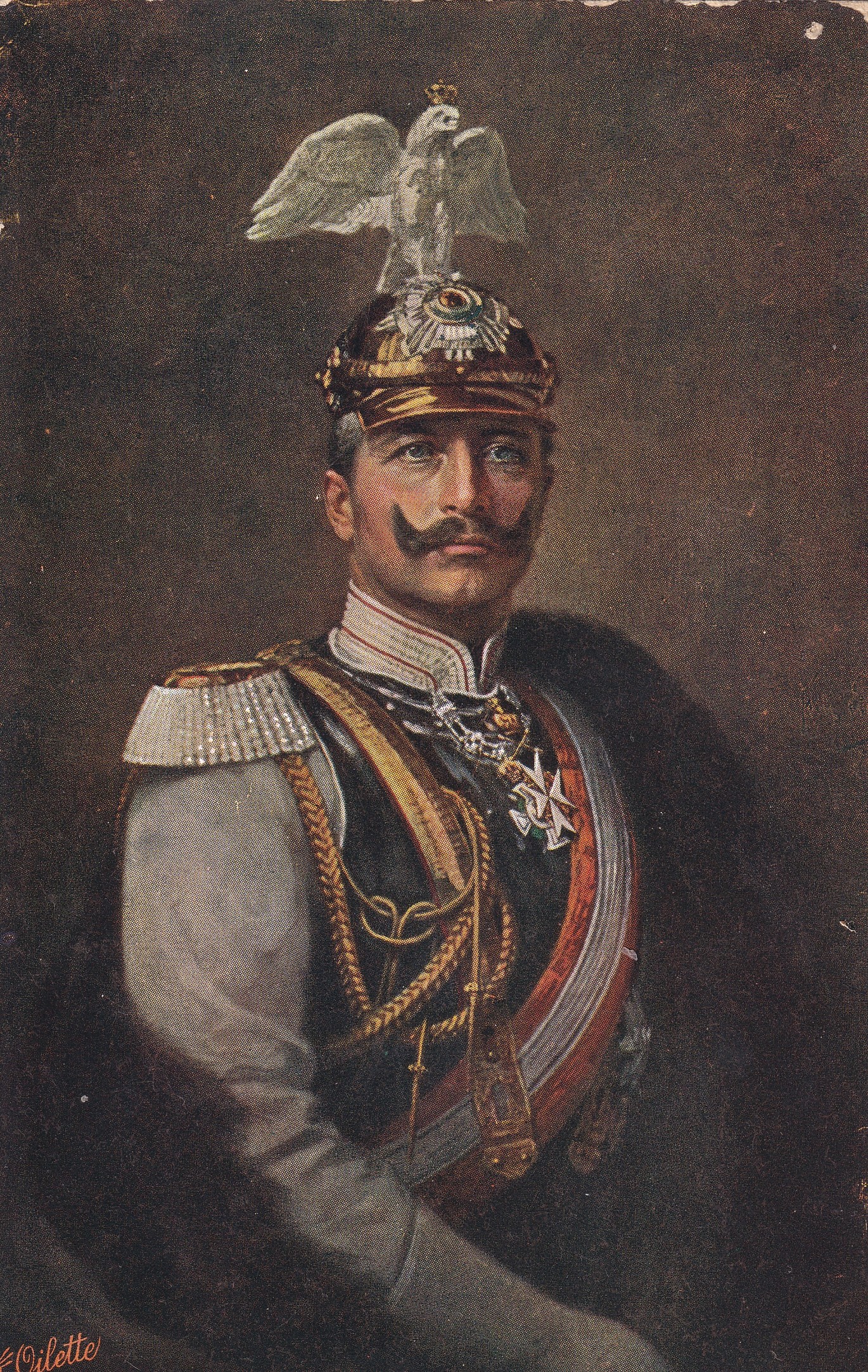 Bildpostkarte mit Porträt Kaiser Wilhelms II. (1859-1941) in Paradeuniform der Garde du Corps, um 1905 (Schloß Wernigerode GmbH RR-F)