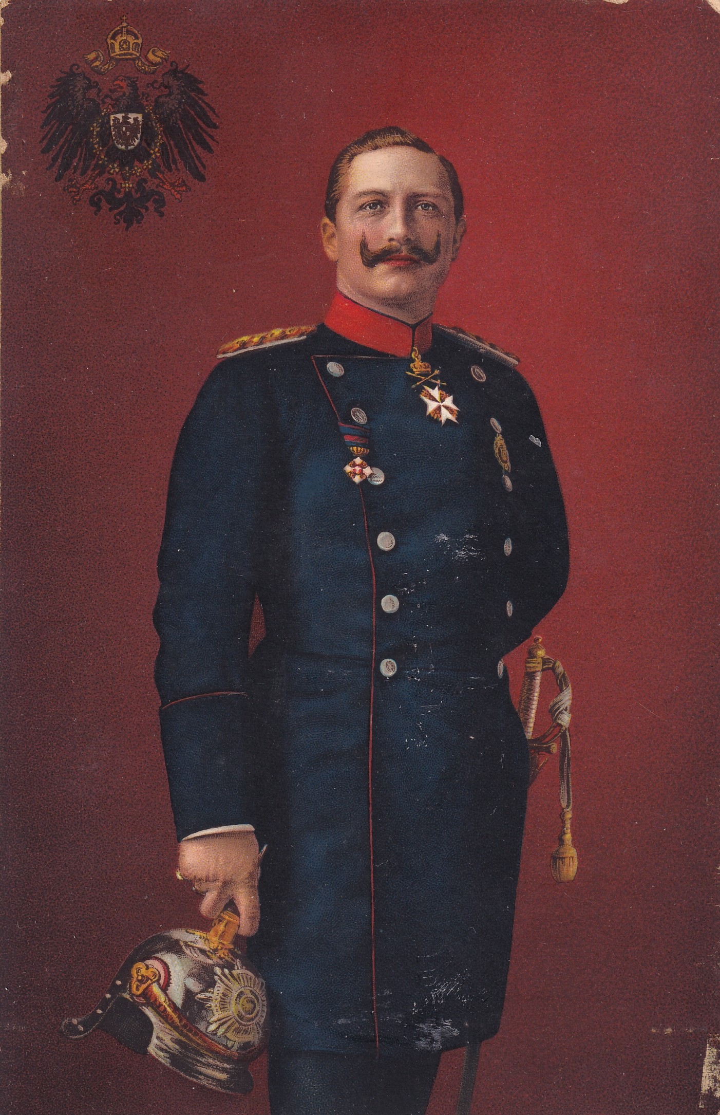 Bildpostkarte mit einem Porträt Kaiser Wilhelms II. (1859-1941) in Generalsuniform, um 1900 (Schloß Wernigerode GmbH RR-F)