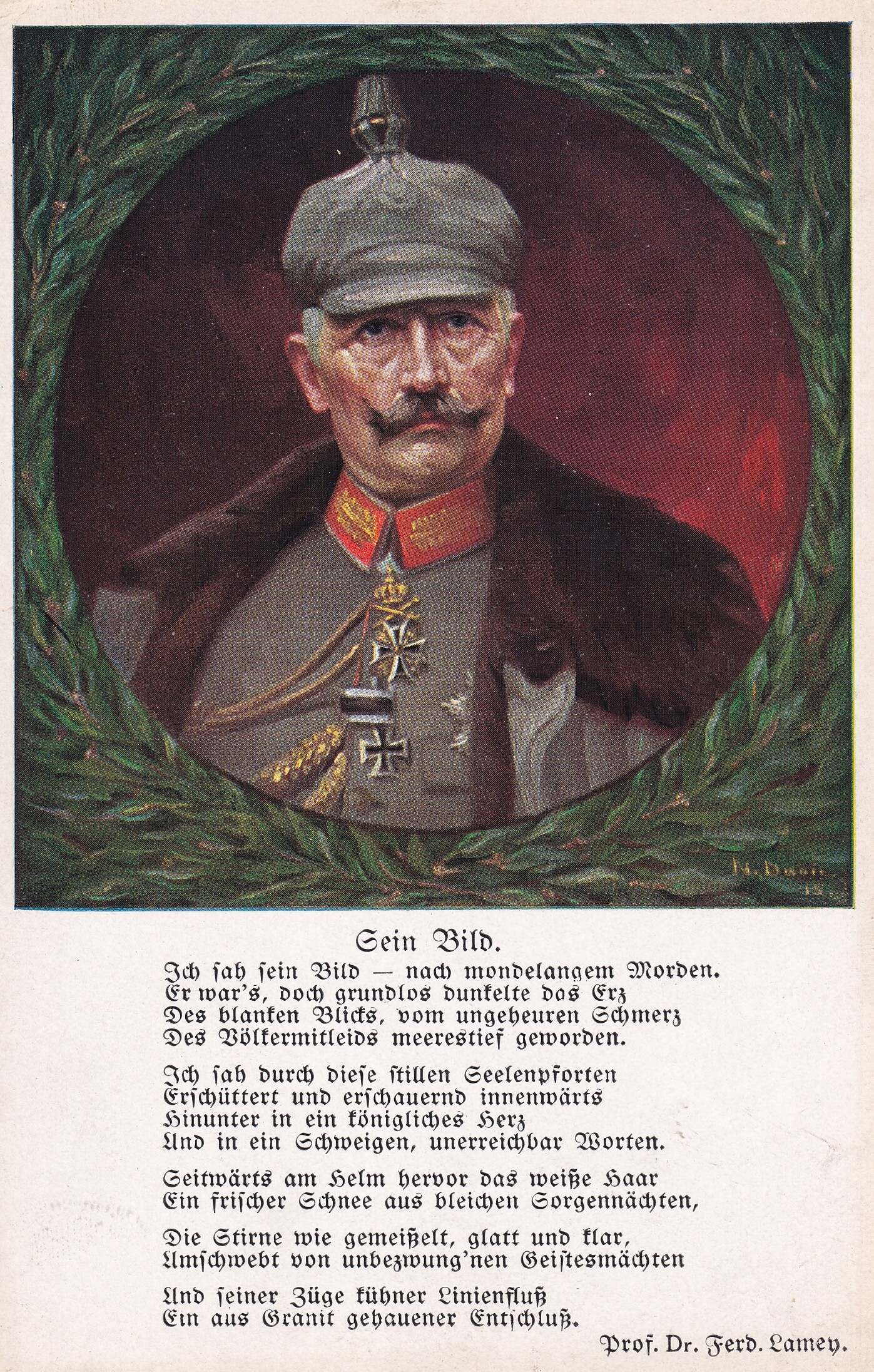 Bildpostkarte mit Porträt Kaiser Wilhelms II. (1859-1941) und Gedicht, 1915 (Schloß Wernigerode GmbH RR-F)