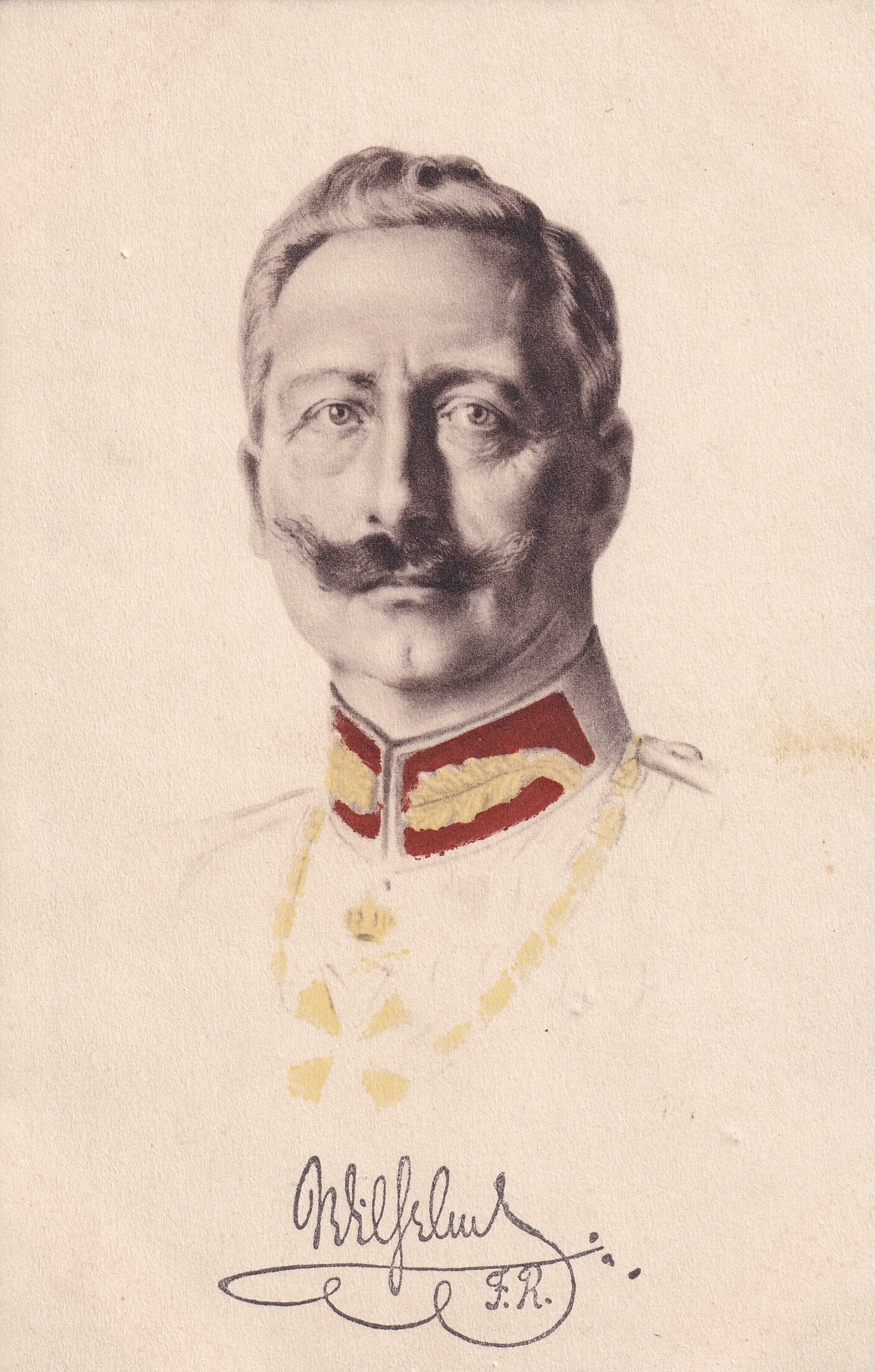 Bildpostkarte mit grafischem Porträt Kaiser Wilhelms II. (1859-1941), um 1905 (Schloß Wernigerode GmbH RR-F)
