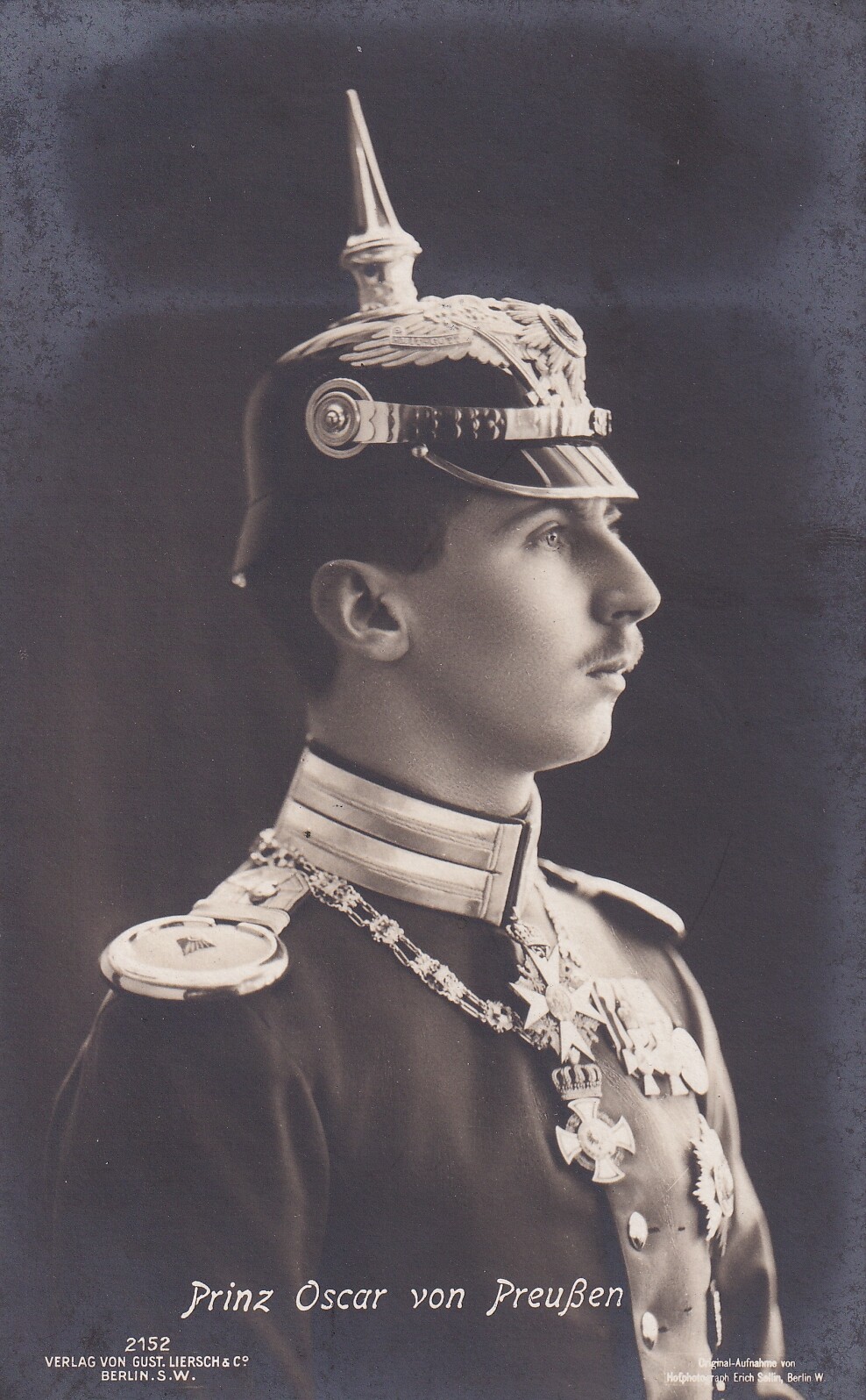 Bildpostkarte mit Porträtfoto von Prinz Oskar von Preußen (1888-1958), 1908 (Schloß Wernigerode GmbH RR-F)