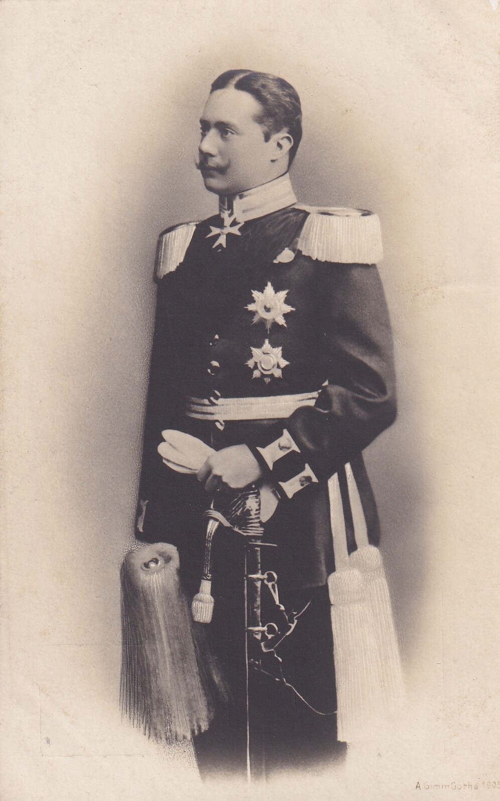 Bildpostkarte mit Foto des Großherzogs Wilhelm Ernst von Sachsen-Weimar-Eisenach, 1905 (Schloß Wernigerode GmbH RR-F)