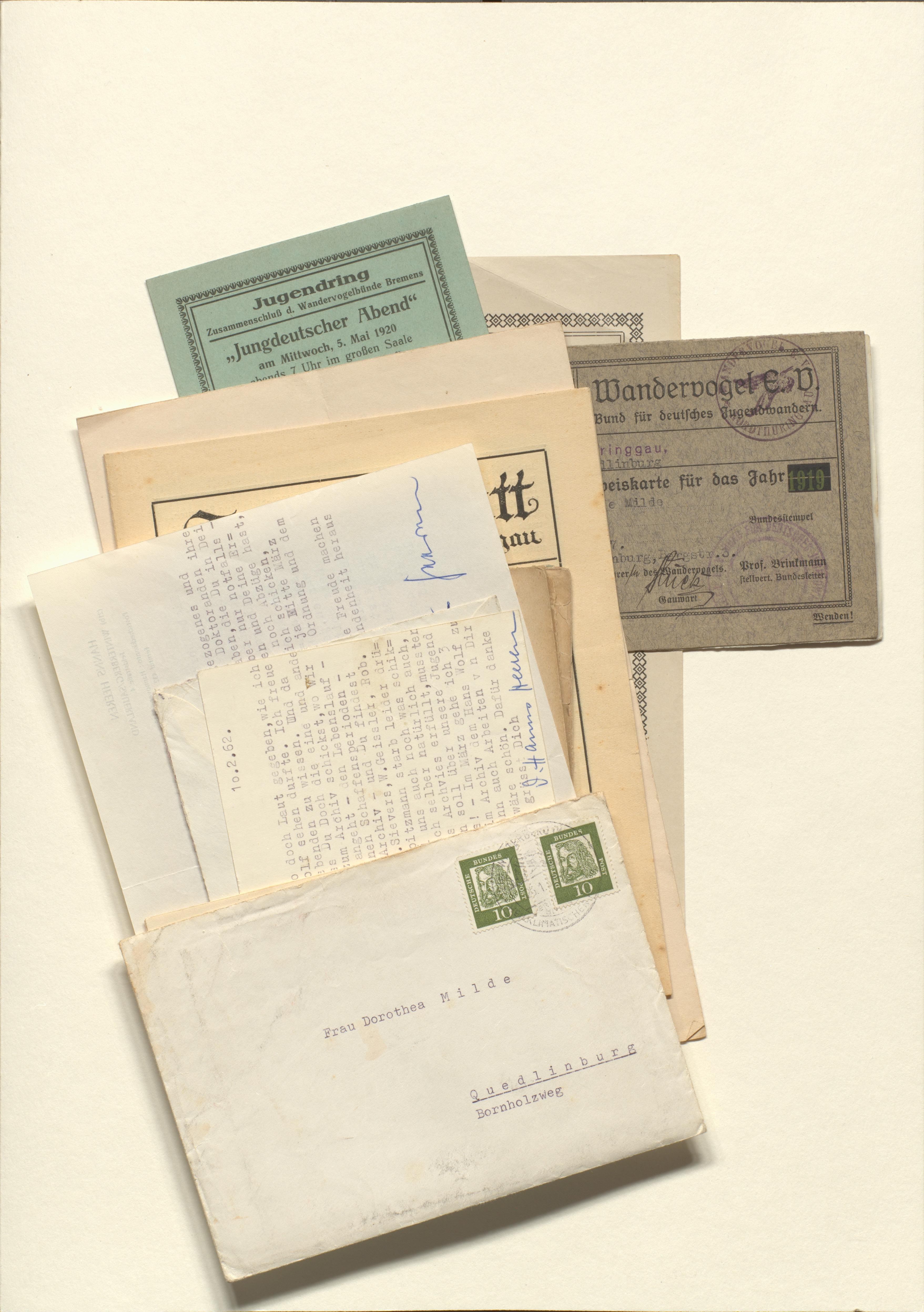 Korrespondenz, Drucksachen und Dokumente zum Wandervogel (Gleimhaus CC BY-NC-SA)