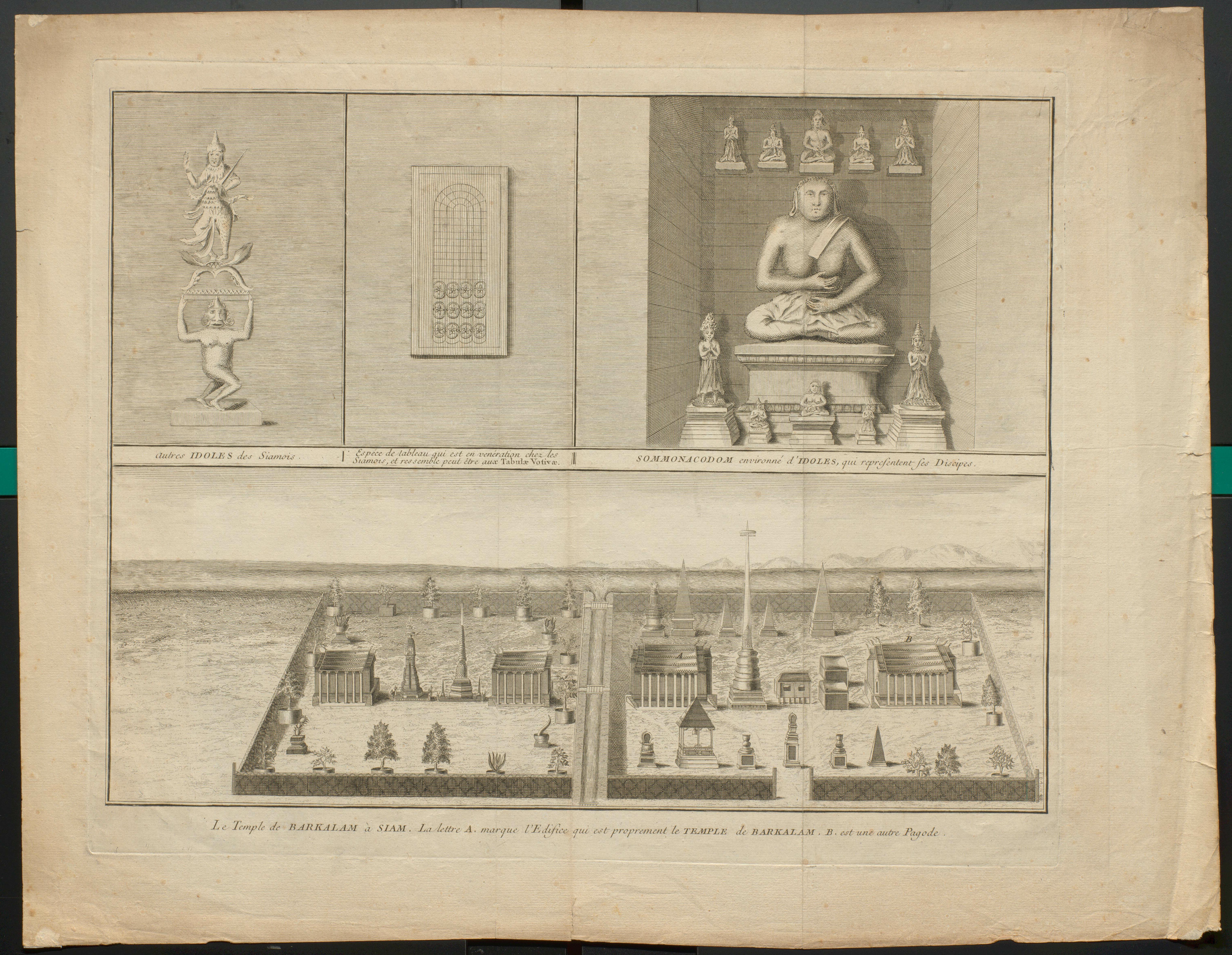 Sommonacodom (Buddha) und weitere Idole sowie der Tempel von Barkalam (Gleimhaus CC BY-NC-SA)