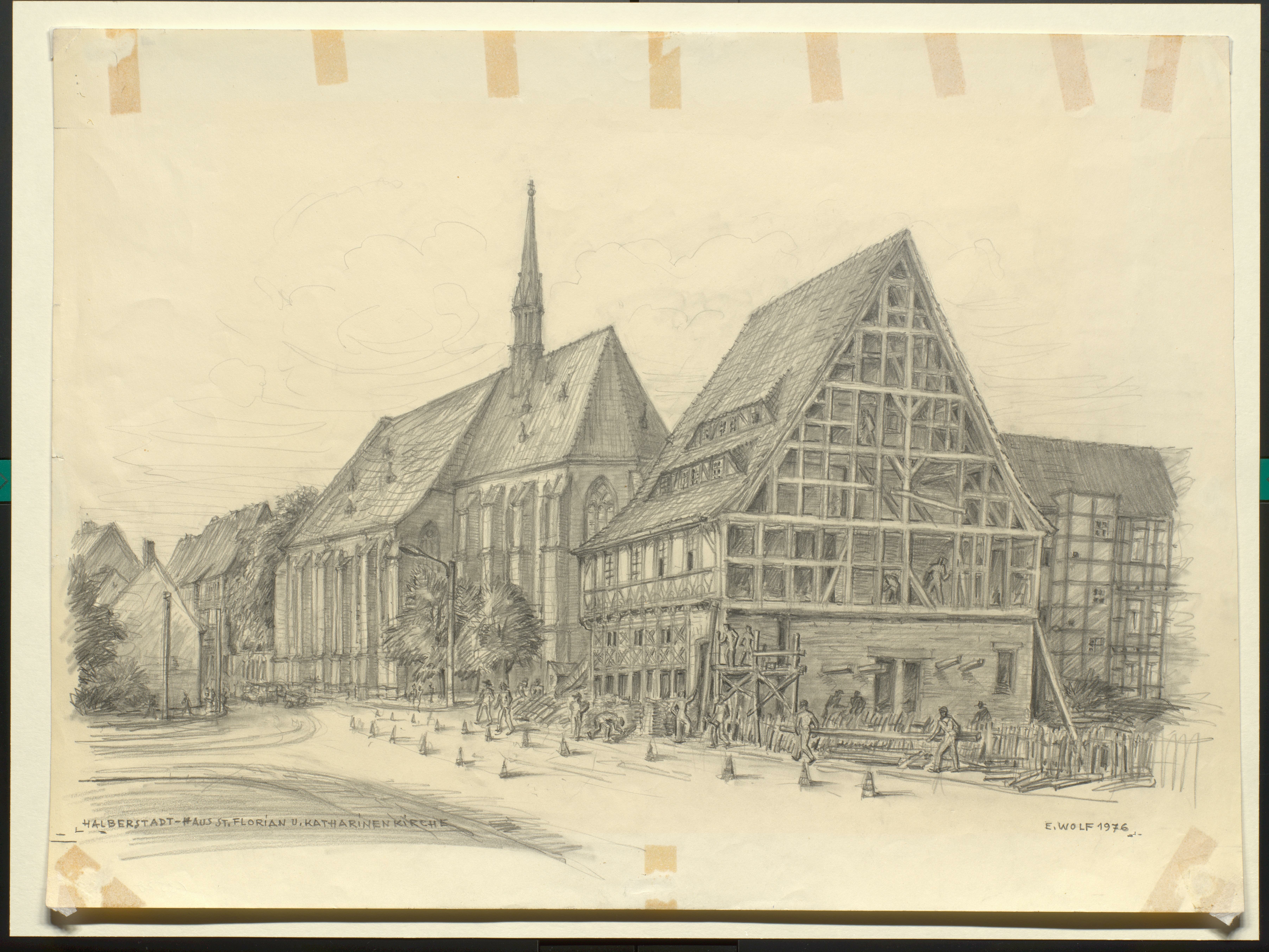 Halberstadt, Haus St. Florian und Katharinenkirche (Gleimhaus CC BY-NC-SA)