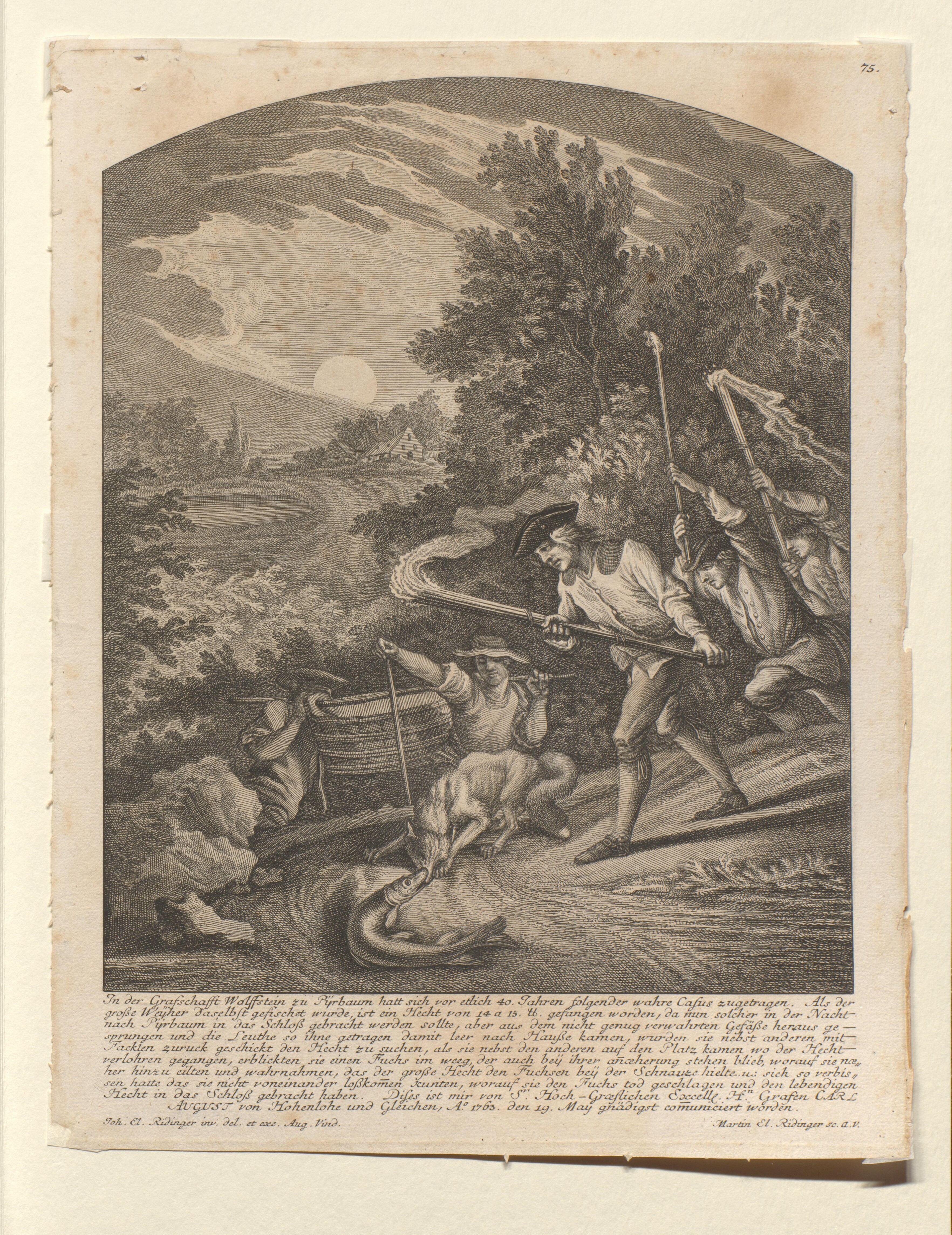 Hecht und Fuchs ineinander verbissen, 1763 u. 1765 (Gleimhaus CC BY-NC-SA)