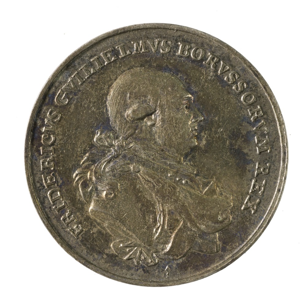 Medaille auf die Huldigung Friedrich Wilhelms II. von Preußen (*1744, † 1797) in Halberstadt (Kulturstiftung Sachsen-Anhalt CC BY-NC-SA)
