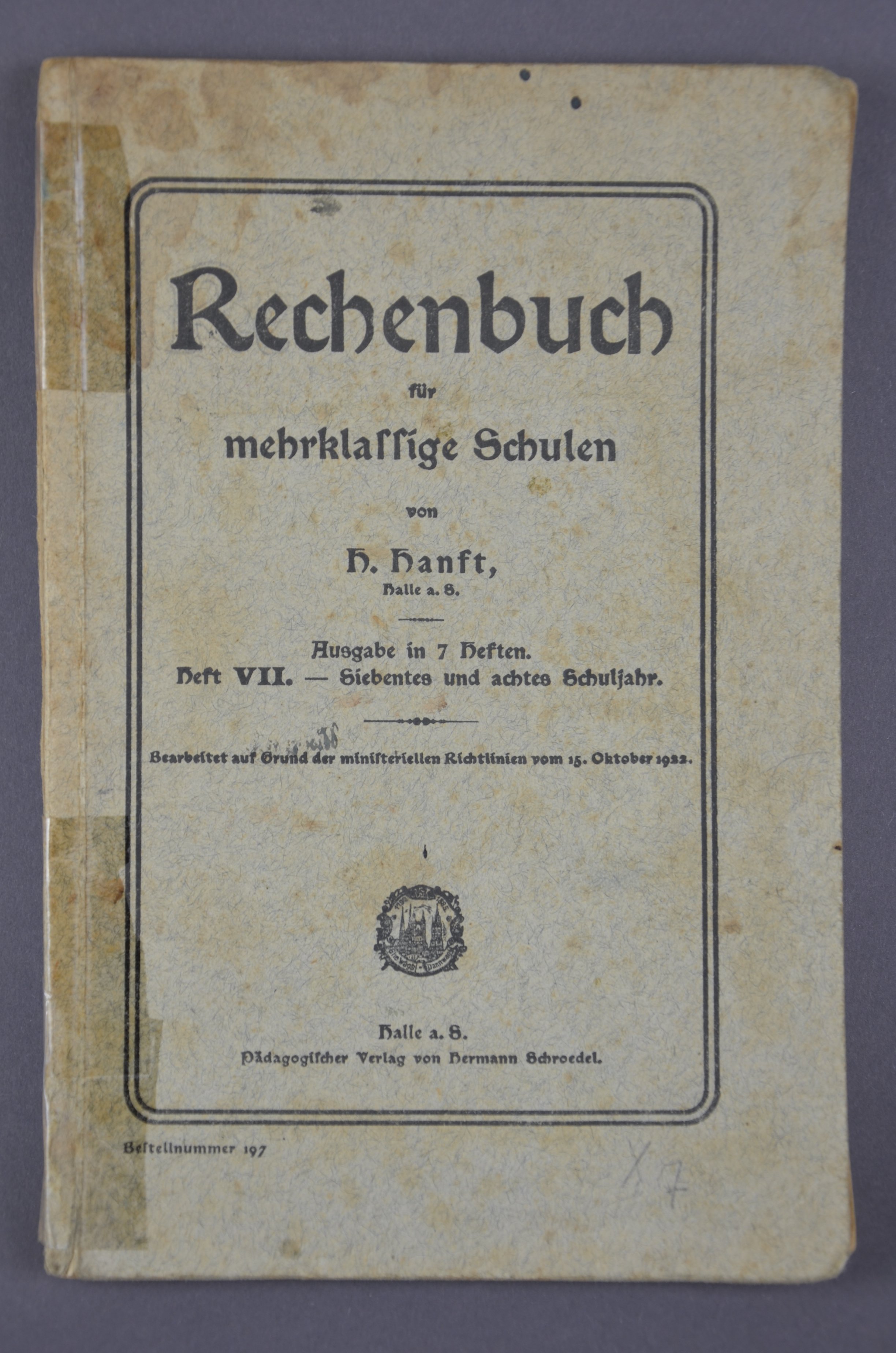 Rechenbuch für mehrklassige Schulen (Förder- und Heimatverein Stadt und Kloster Jerichow e.V. CC BY-NC-SA)