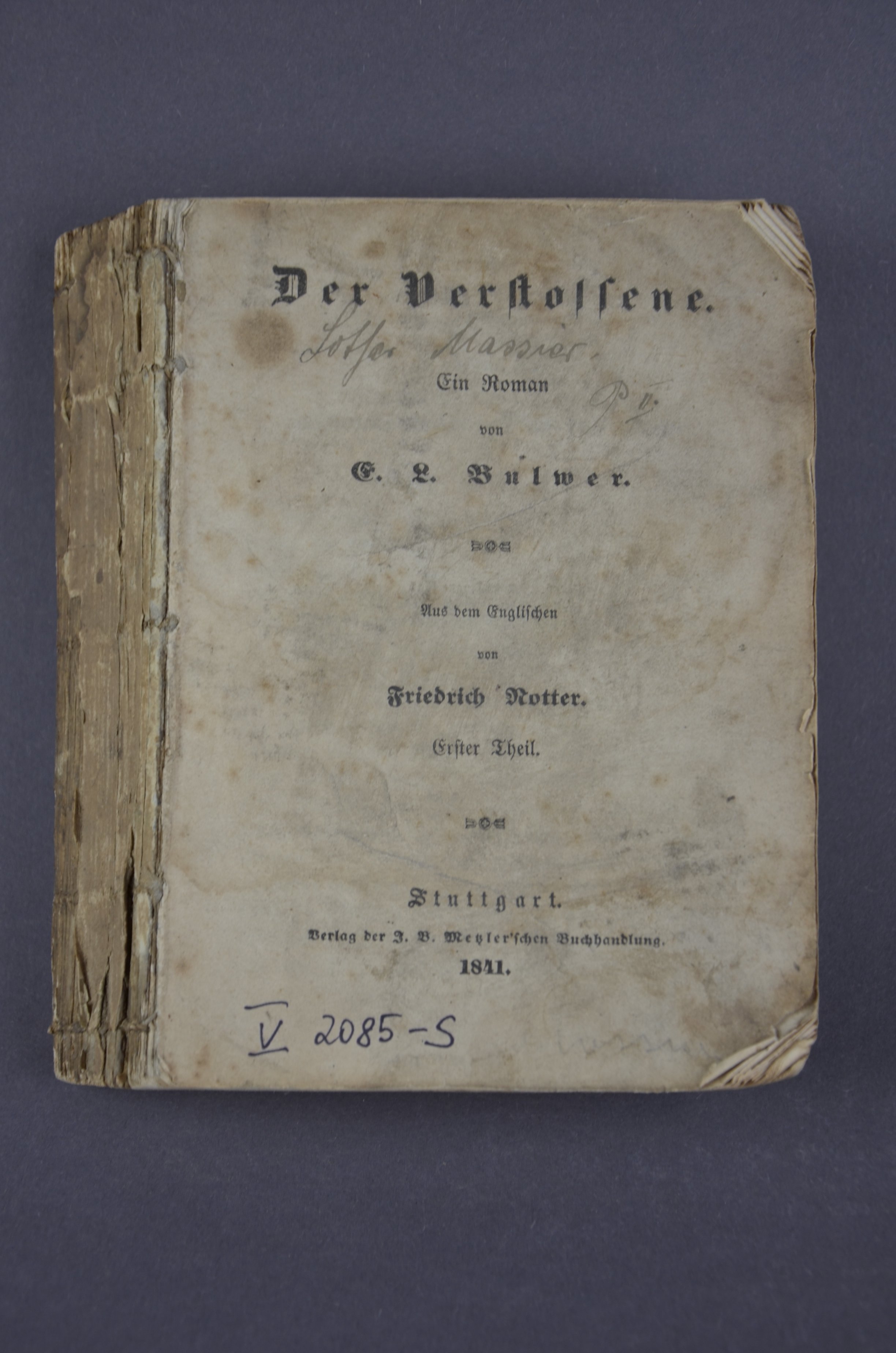 "Der Verstossene", Roman von E.L. Bulwer (Förder- und Heimatverein Stadt und Kloster Jerichow e.V. CC BY-NC-SA)
