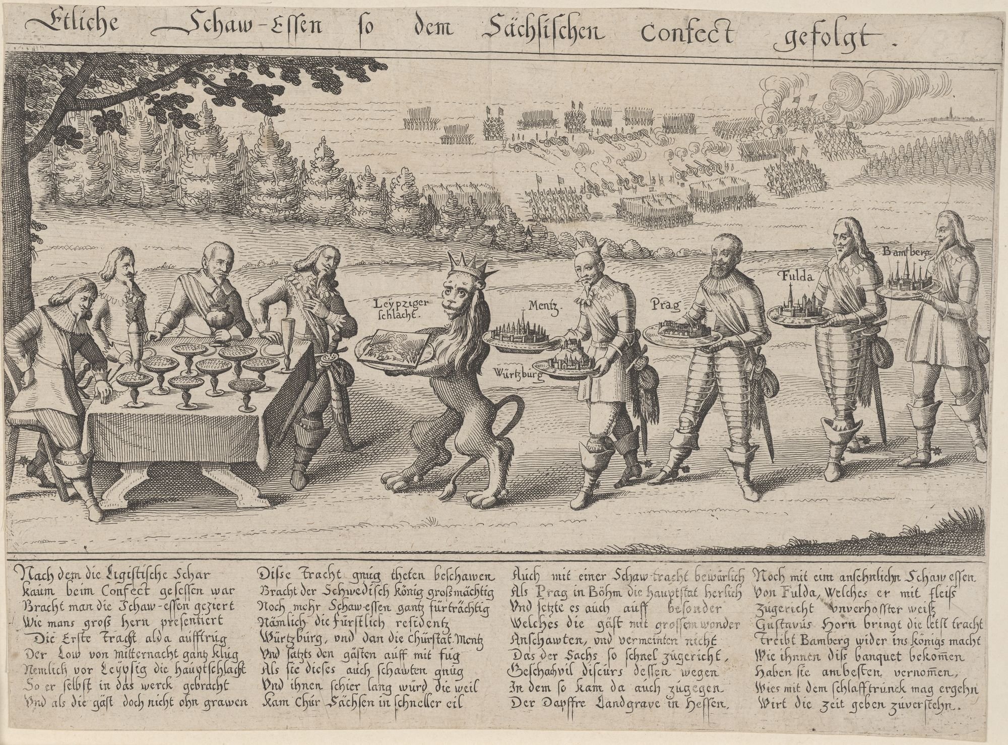 Etliche Schaw-Essen so dem Sächsischen confect gefolgt. (Kulturstiftung Sachsen-Anhalt Public Domain Mark)