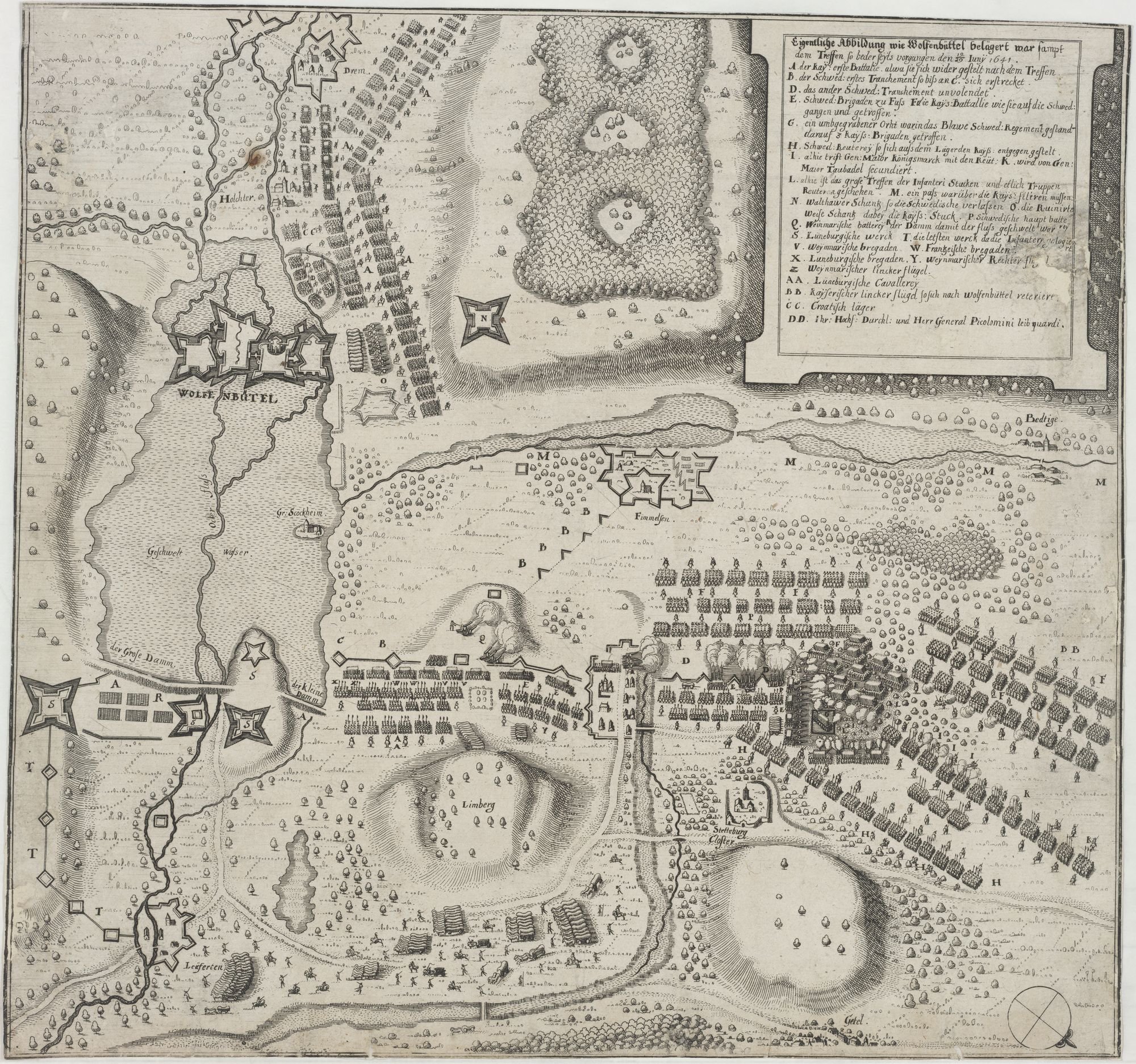 Eigentliche Abbildung wie Wolfenbüttel belägert war sampt/ dem Treffen so beder seyts vorgangen den 19/29 Iuny 1641. (Kulturstiftung Sachsen-Anhalt Public Domain Mark)