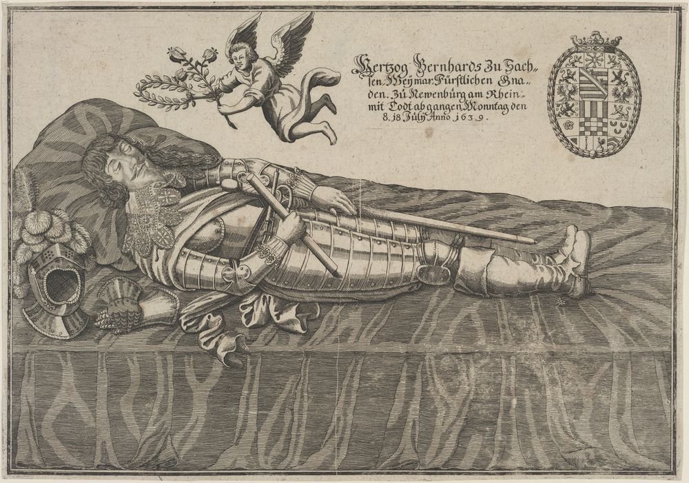 Hertzog Bernhards zu Sach=/ sen-Weymar-Fürstlichen Gna=/ den. Zu Newenburg am Rhein=/ mit Todt abgangen, Monntag den/ 8. j8 July Anno 1639. (Kulturstiftung Sachsen-Anhalt Public Domain Mark)