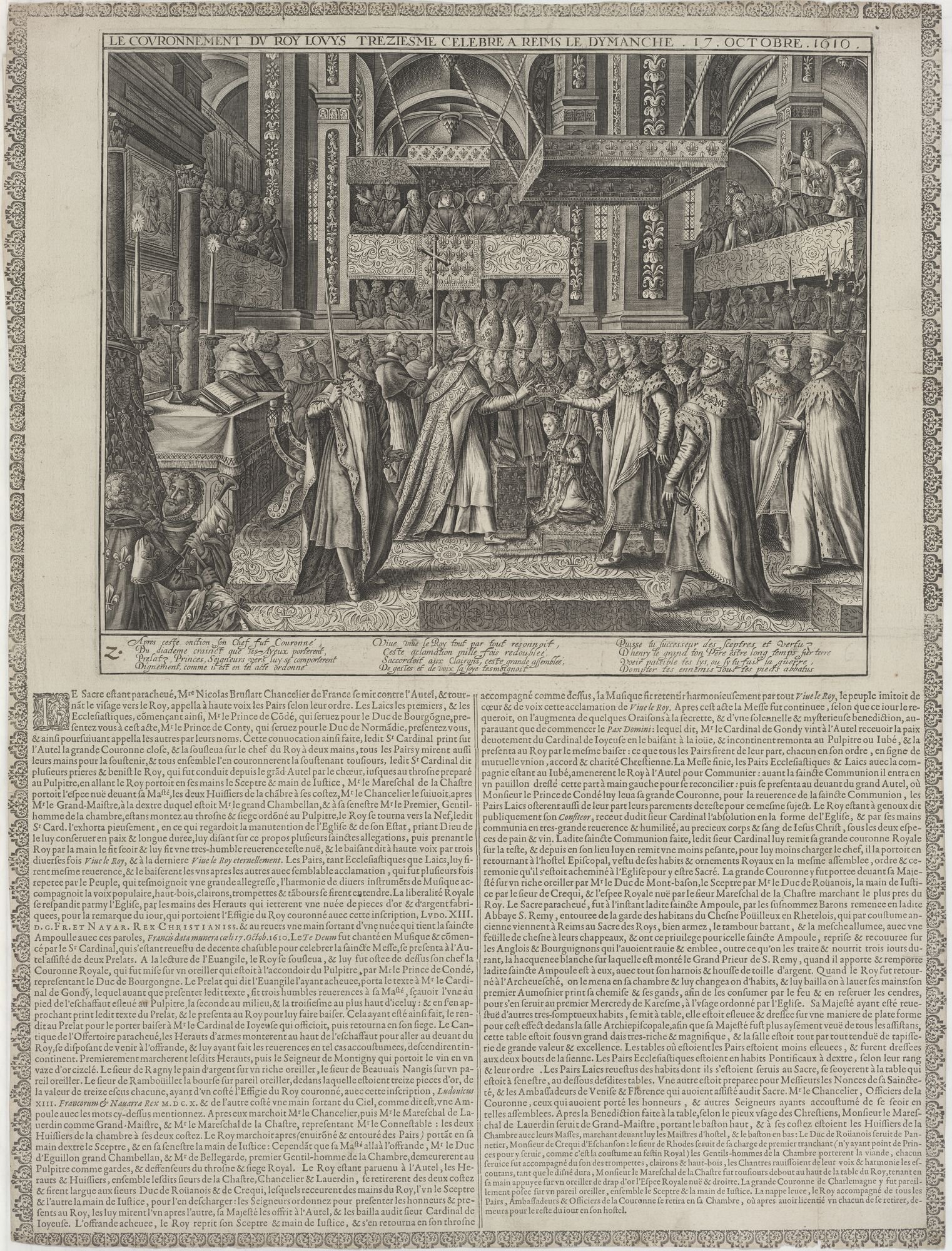 LE COURONNEMENT DU ROY LOUYS TREZIESME CELEBRE A REIMS LE DYMANCHE. 17. OCTOBRE. 1610. (Kulturstiftung Sachsen-Anhalt Public Domain Mark)