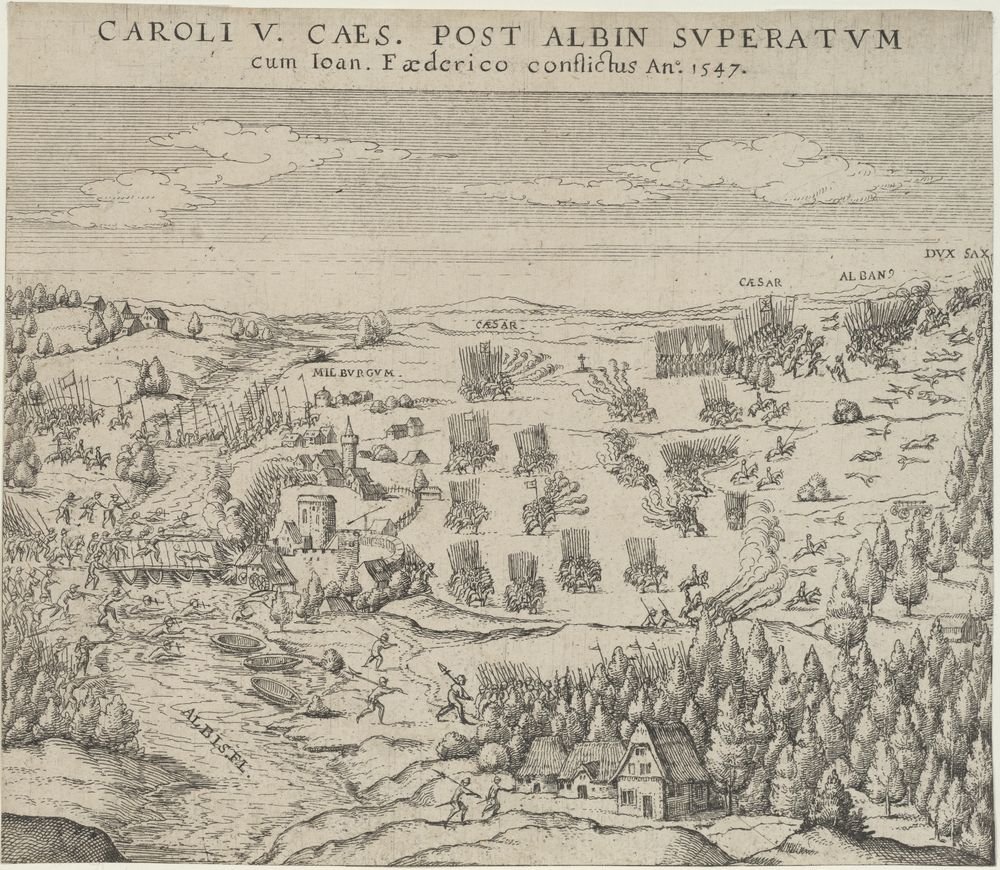 CAROLI V. CAES. POST ALBIN SUPERATUM/ cum Ioan. Faederico conflictus Ano. 1547. (Kulturstiftung Sachsen-Anhalt Public Domain Mark)