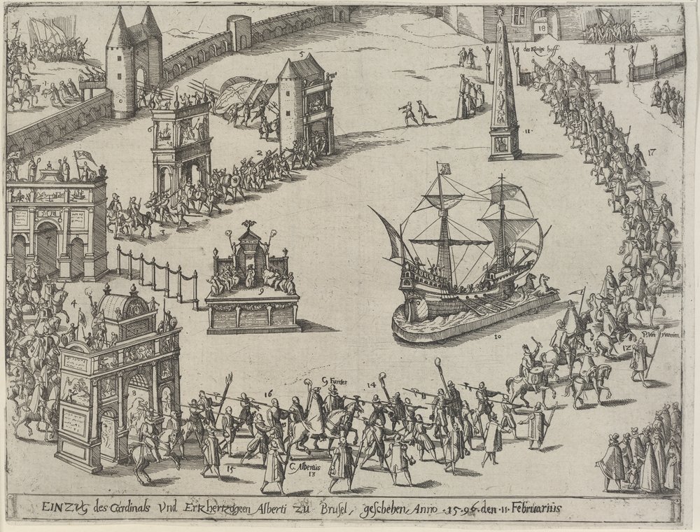 EINZUG des Cardinals und Ertzhertzogeen Alberti zu Brusel, geschehen, Anno 1596 den 11 Februarius (Kulturstiftung Sachsen-Anhalt Public Domain Mark)