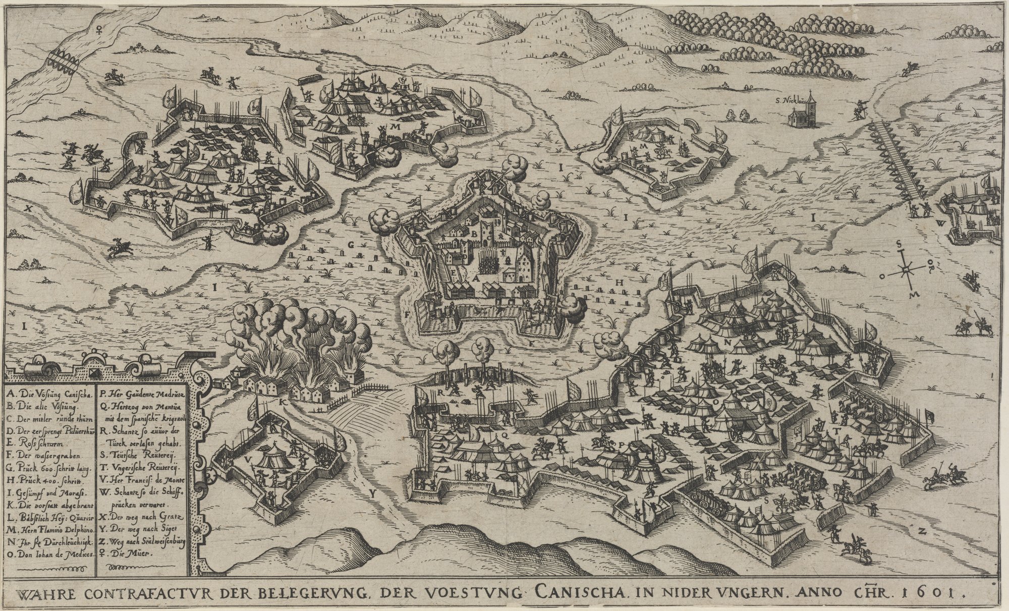WAHRE CONTRAFACTUR DER BELEGERUNG, DER VOESTUNG CANISCHA, IN NIDER UNGERN, ANNO CHR. 1601. (Kulturstiftung Sachsen-Anhalt Public Domain Mark)