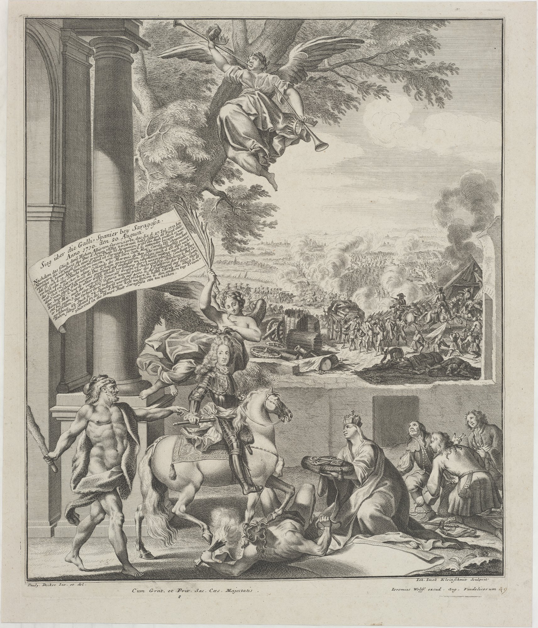 Sieg über die Galli = Spanier bey Saragossa./ Anno 1710. den 20. Augusti. (Kulturstiftung Sachsen-Anhalt Public Domain Mark)