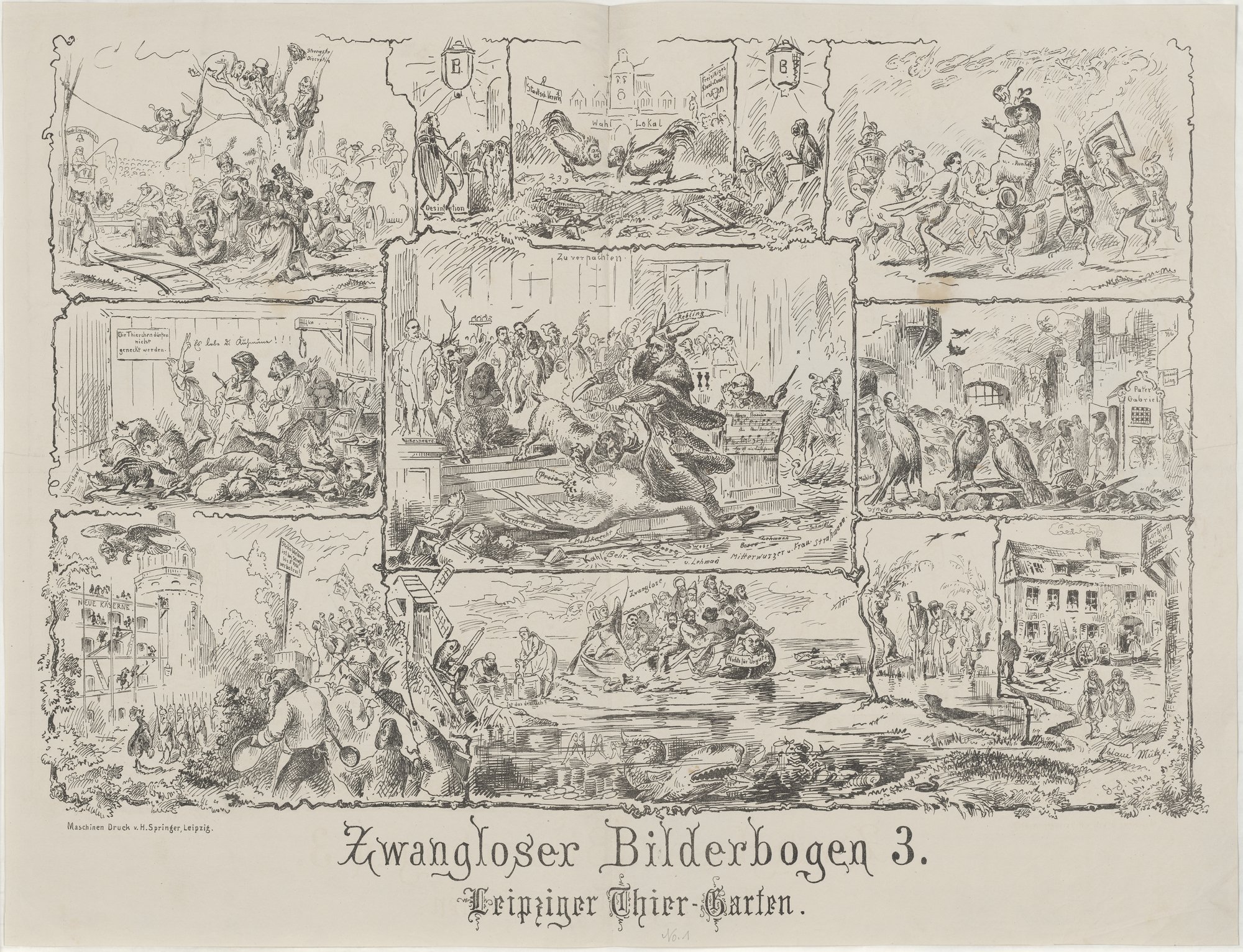 Zwangloser Bilderbogen 3./ Leipziger Thier-Garten. (Kulturstiftung Sachsen-Anhalt Public Domain Mark)