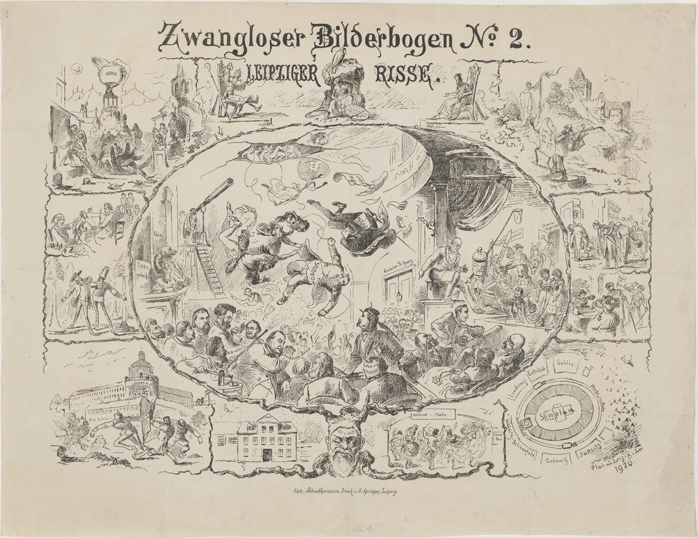 Zwangloser Bilderbogen No. 2./ LEIPZIGER RISSE. (Kulturstiftung Sachsen-Anhalt Public Domain Mark)