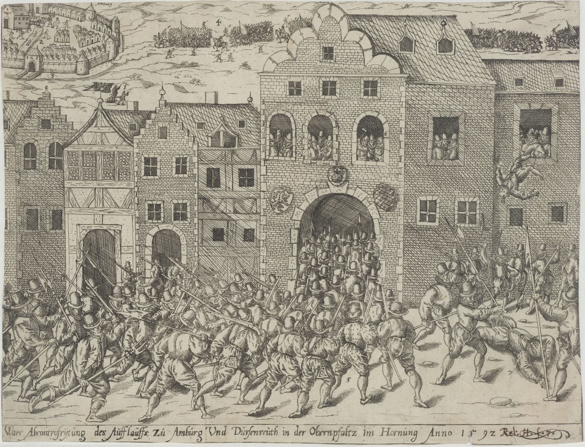 Ware Abcontrofeytung des Aufflauffs zu Amburg Und Dursenreuth in der Obernpfaltz im Hornung Anno 1592 (Kulturstiftung Sachsen-Anhalt Public Domain Mark)