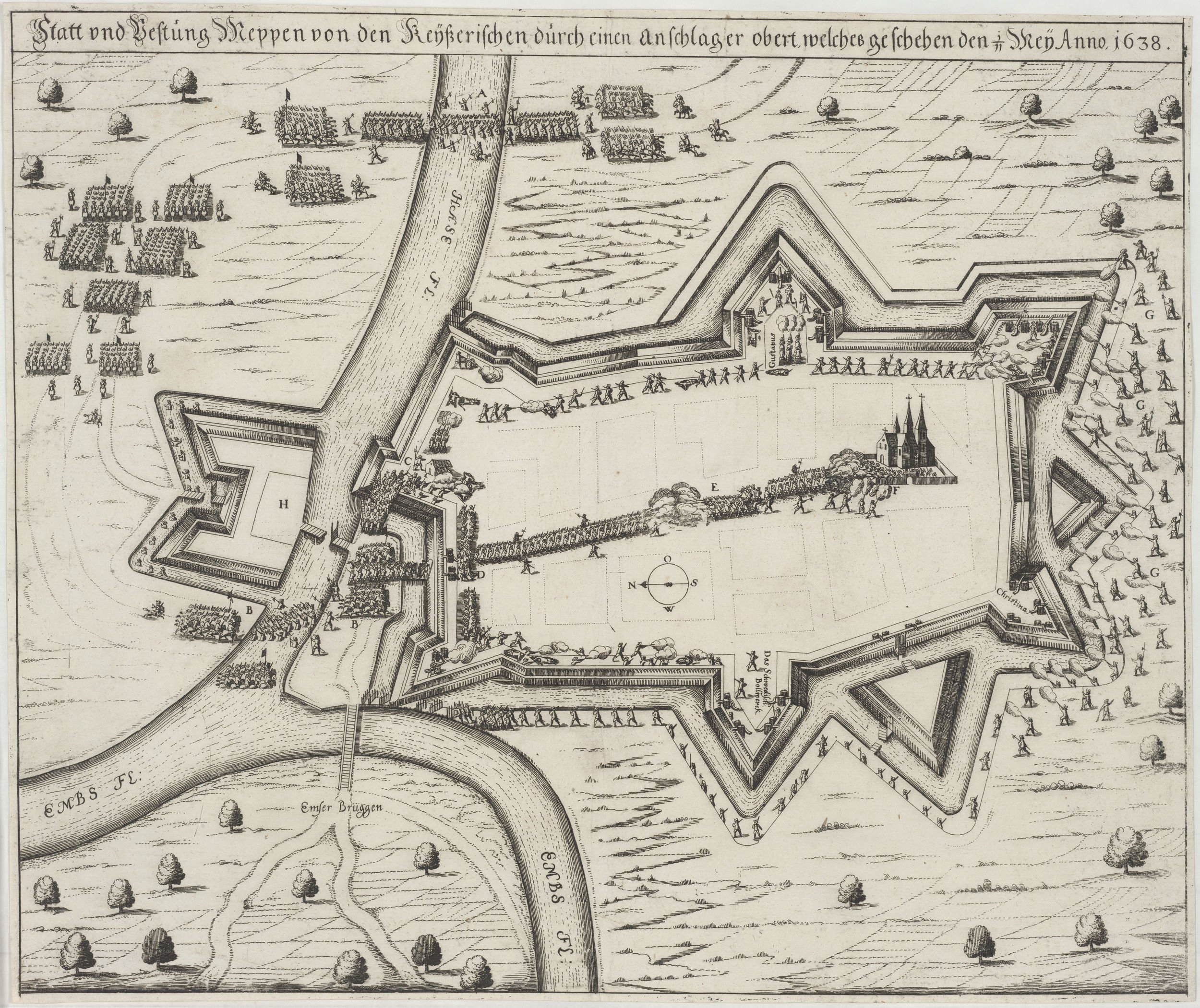 Statt und Vestung von den Keyßerischen durch einen anschlag erobert welches geschehen den i/11 Mey Anno 1638. (Kulturstiftung Sachsen-Anhalt Public Domain Mark)